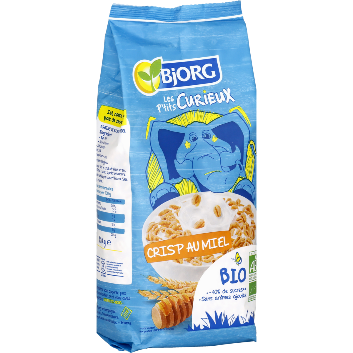 BJORG Les p'tits curieux céréales bio crisp au miel 220g