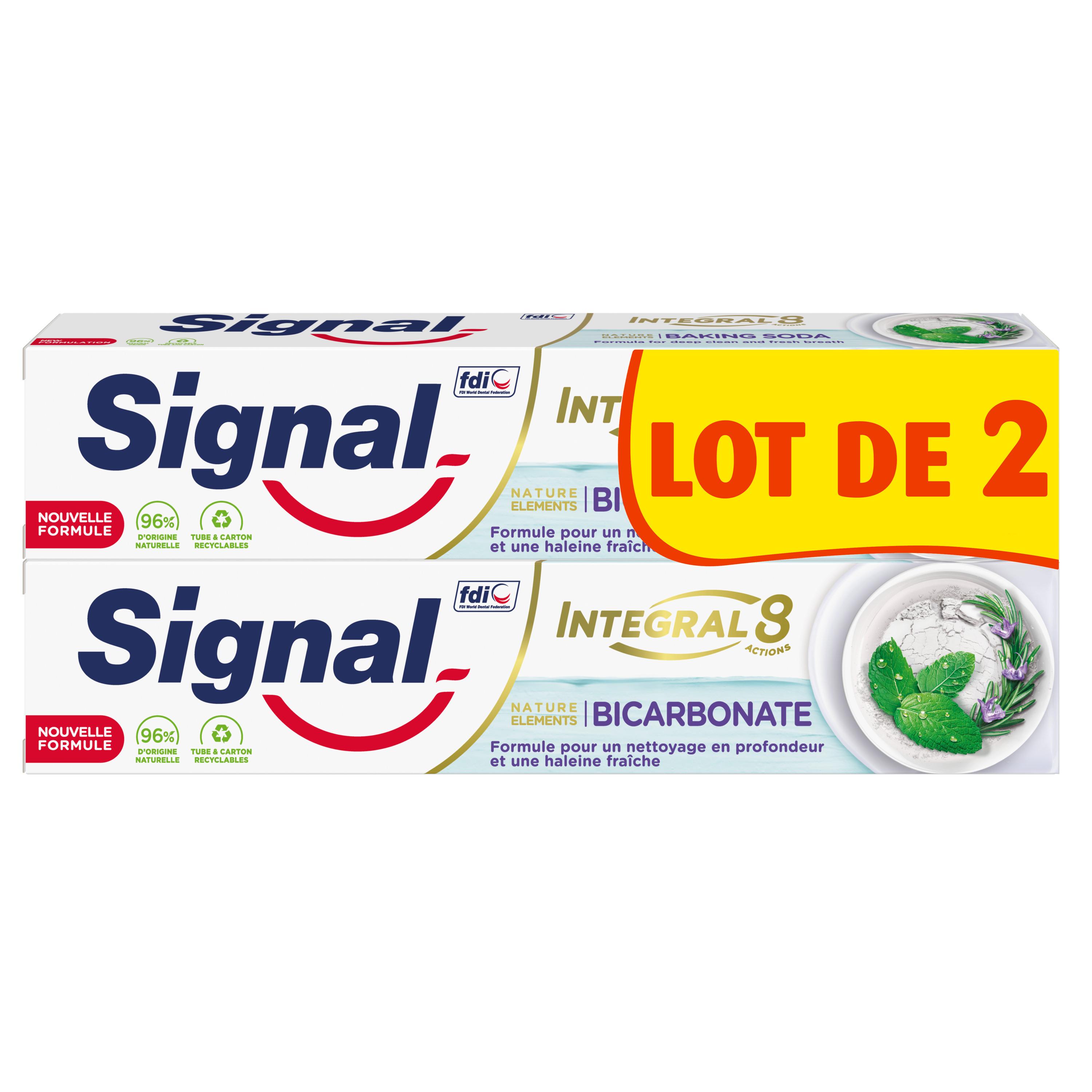 Voir la diapositive 2 : SIGNAL Intégral 8 Dentifrice bicarbonate 2x75ml