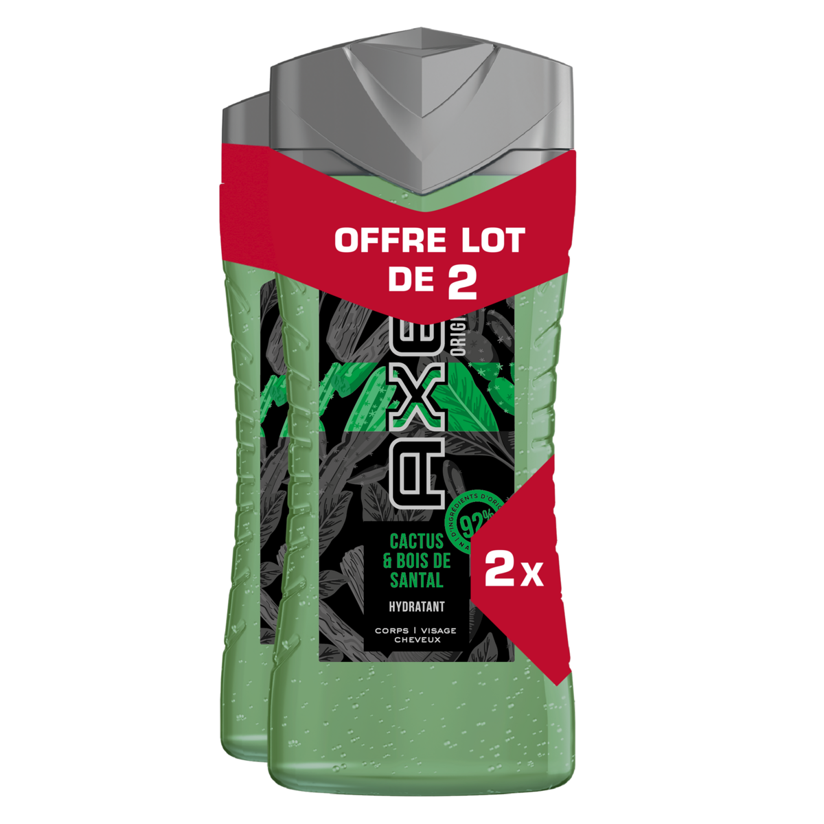 AXE Gel douche homme cactus et bois de santal 2x250ml