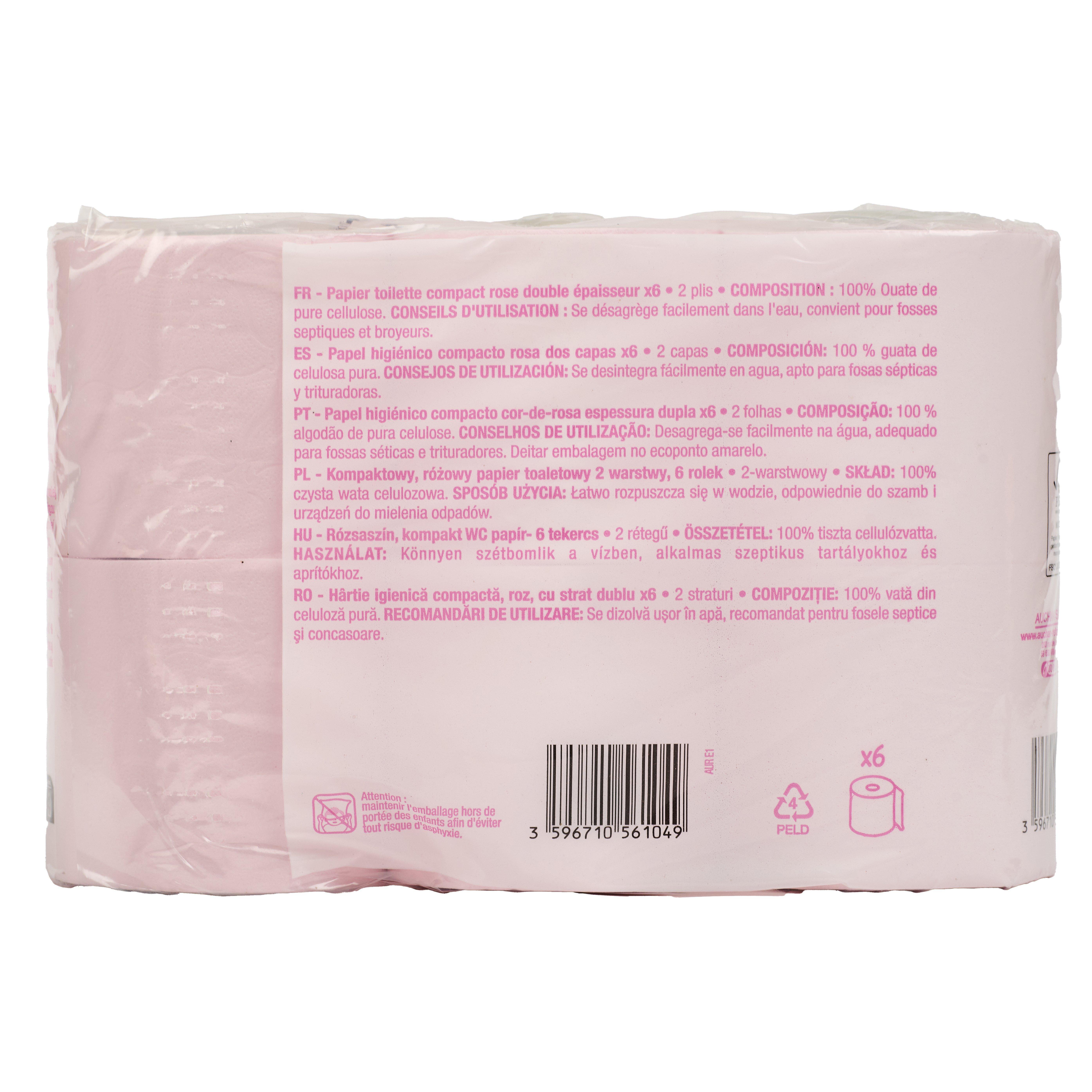 Voir la diapositive 2 : POUCE Papier toilette rose 2 épaisseurs 6 rouleaux