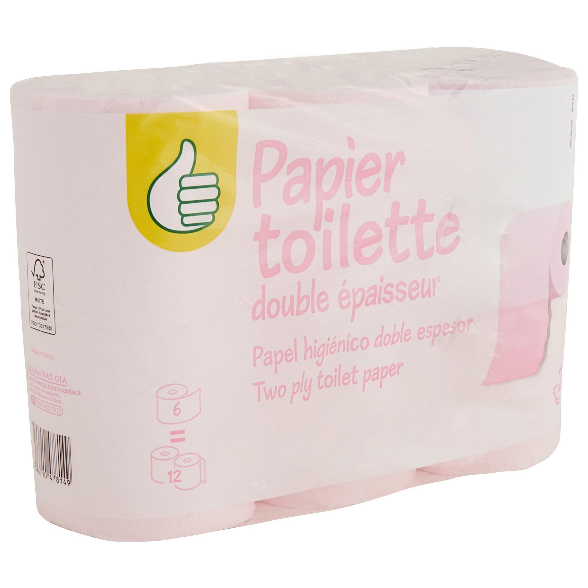 Voir la diapositive 3 : POUCE Papier toilette rose 2 épaisseurs 6 rouleaux