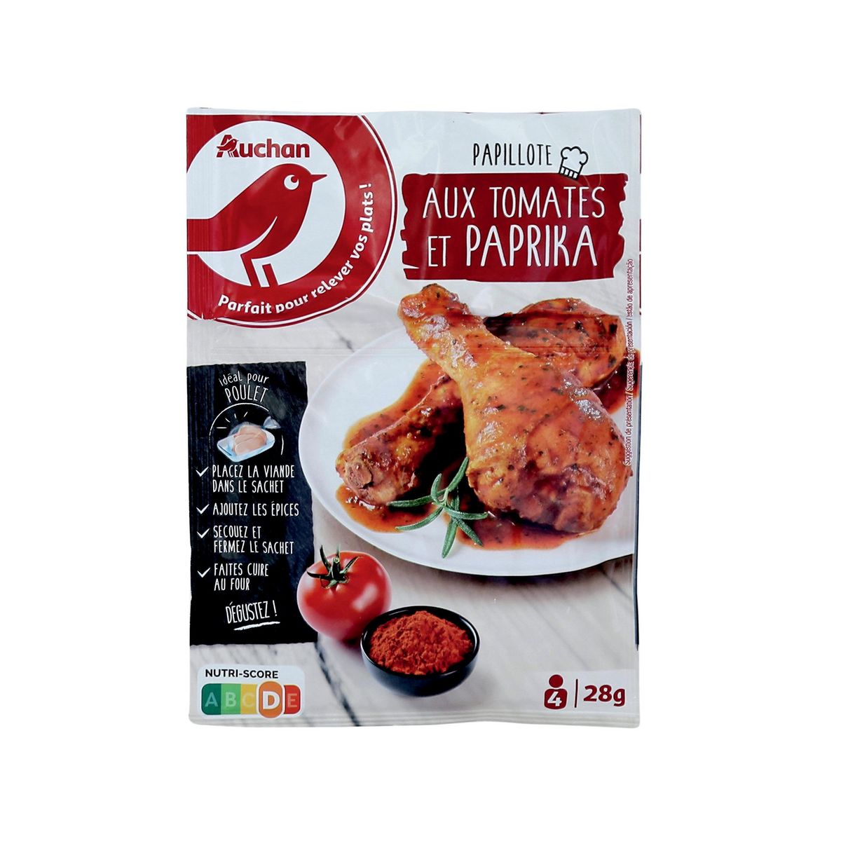 AUCHAN Papillote aux tomates et paprika 4 personnes 28g
