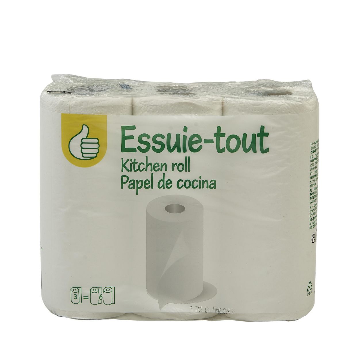 POUCE Essuie-tout compact blanc = 6 standards 3 rouleaux