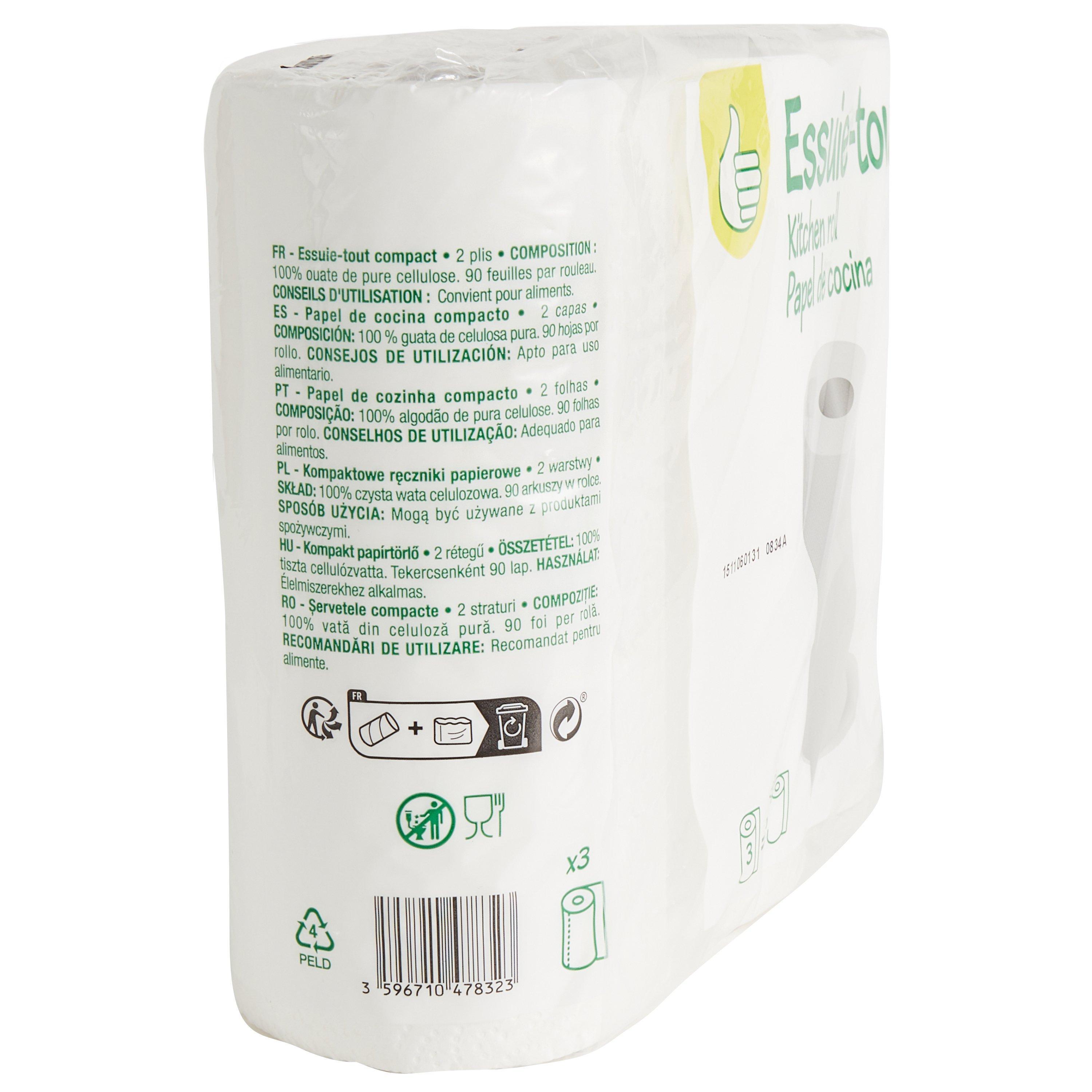 Voir la diapositive 3 : POUCE Essuie-tout compact blanc = 6 standards 3 rouleaux