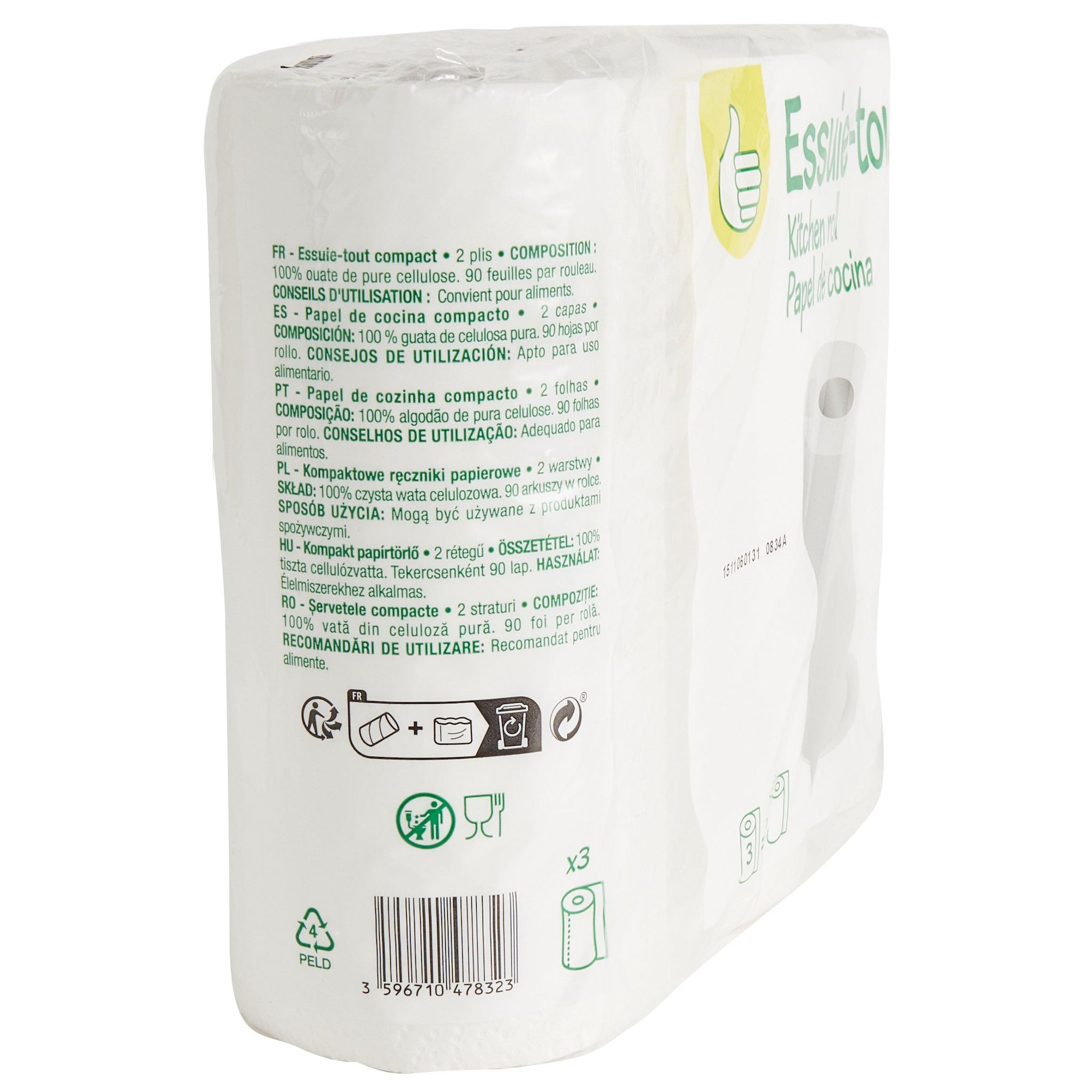 Voir la diapositive 3 : POUCE Essuie-tout compact blanc = 6 standards 3 rouleaux