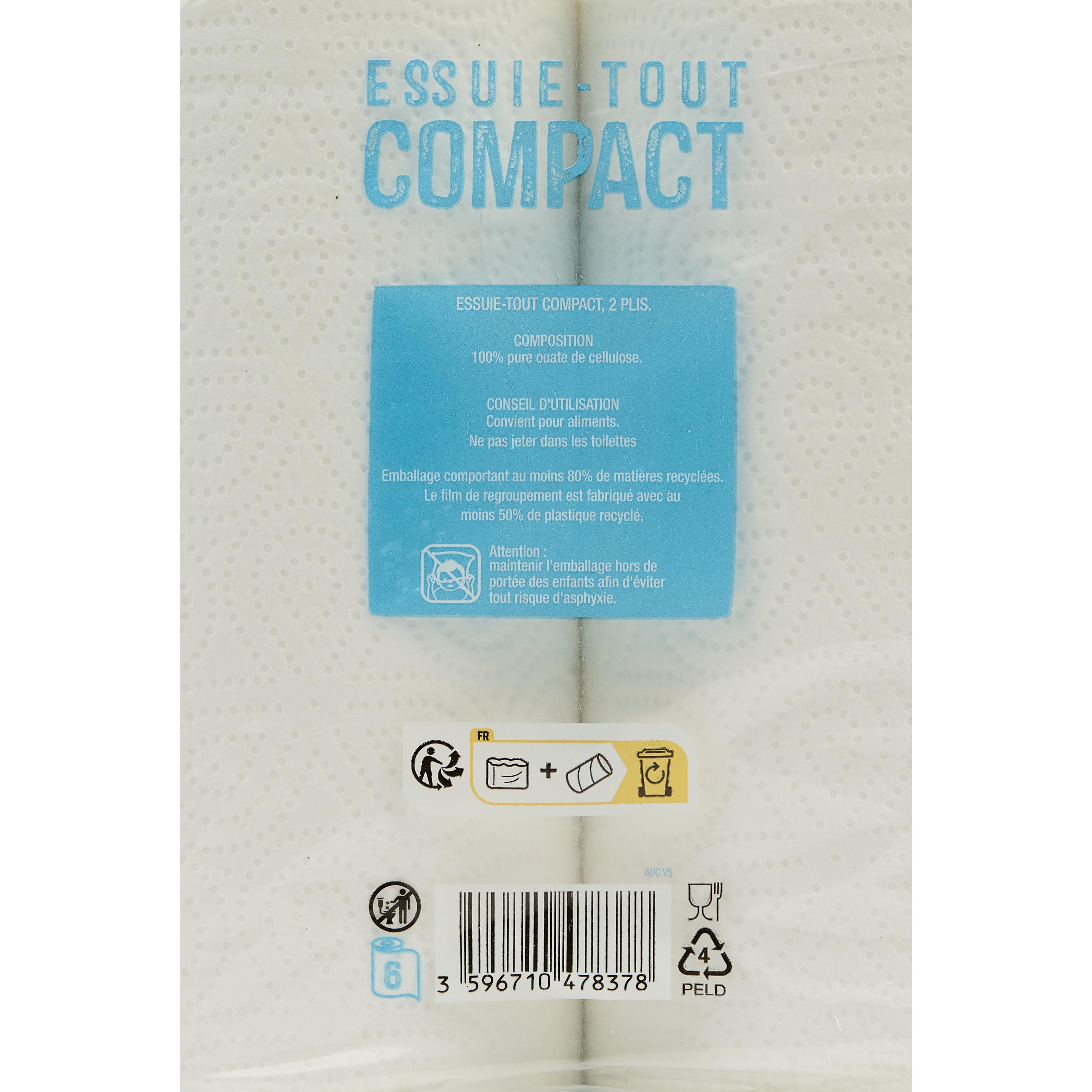 Voir la diapositive 3 : AUCHAN Essuie-tout compact = 12 standards 6 rouleaux
