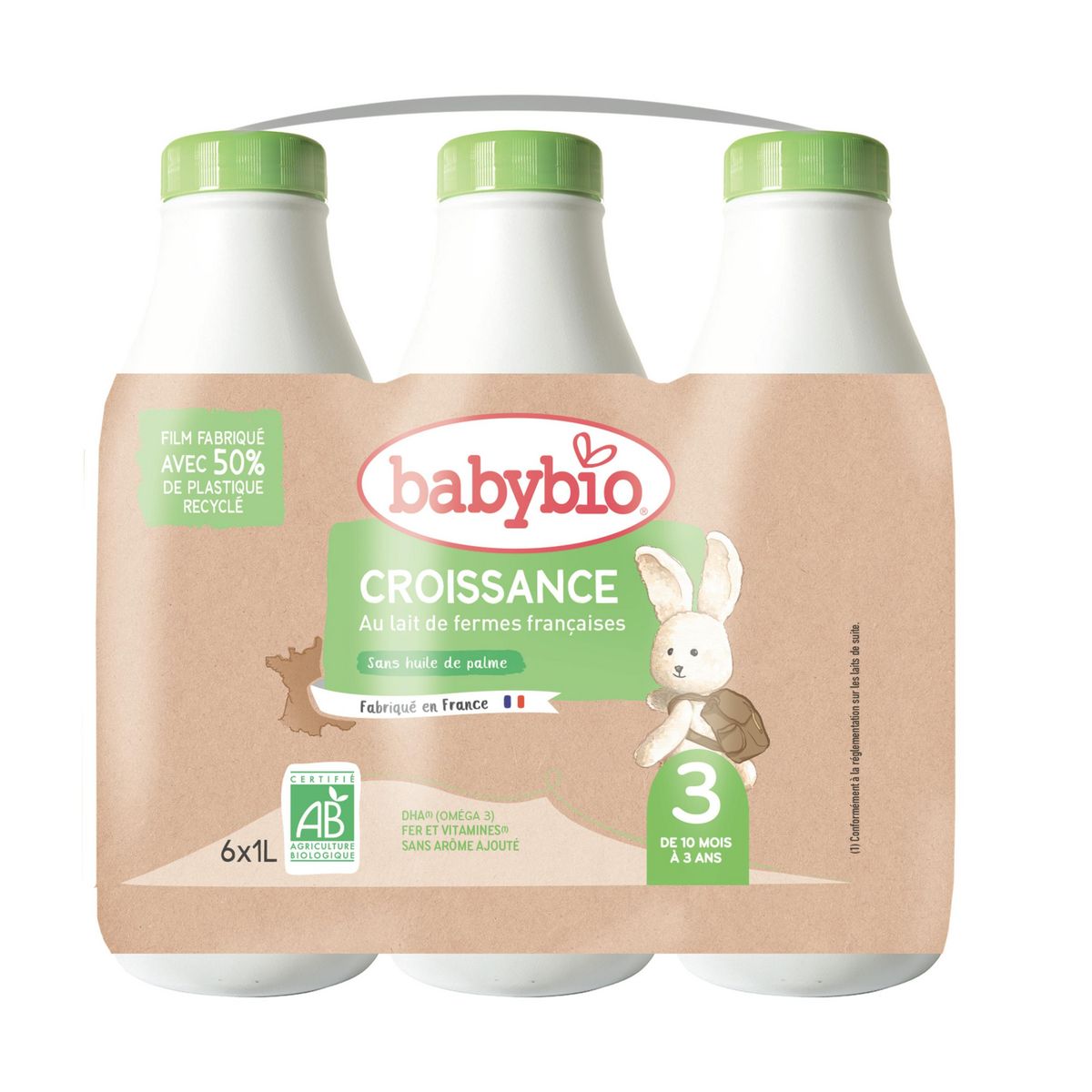 BABYBIO Lait 3 de croissance liquide bio dès 10 mois 6x1l