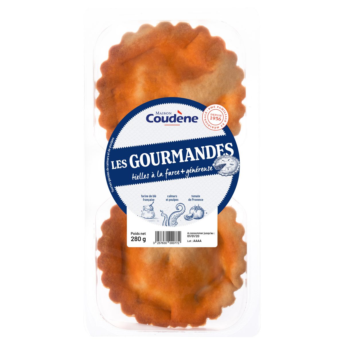 COUDENE Tielles gourmandes  2 pièces  2x140g