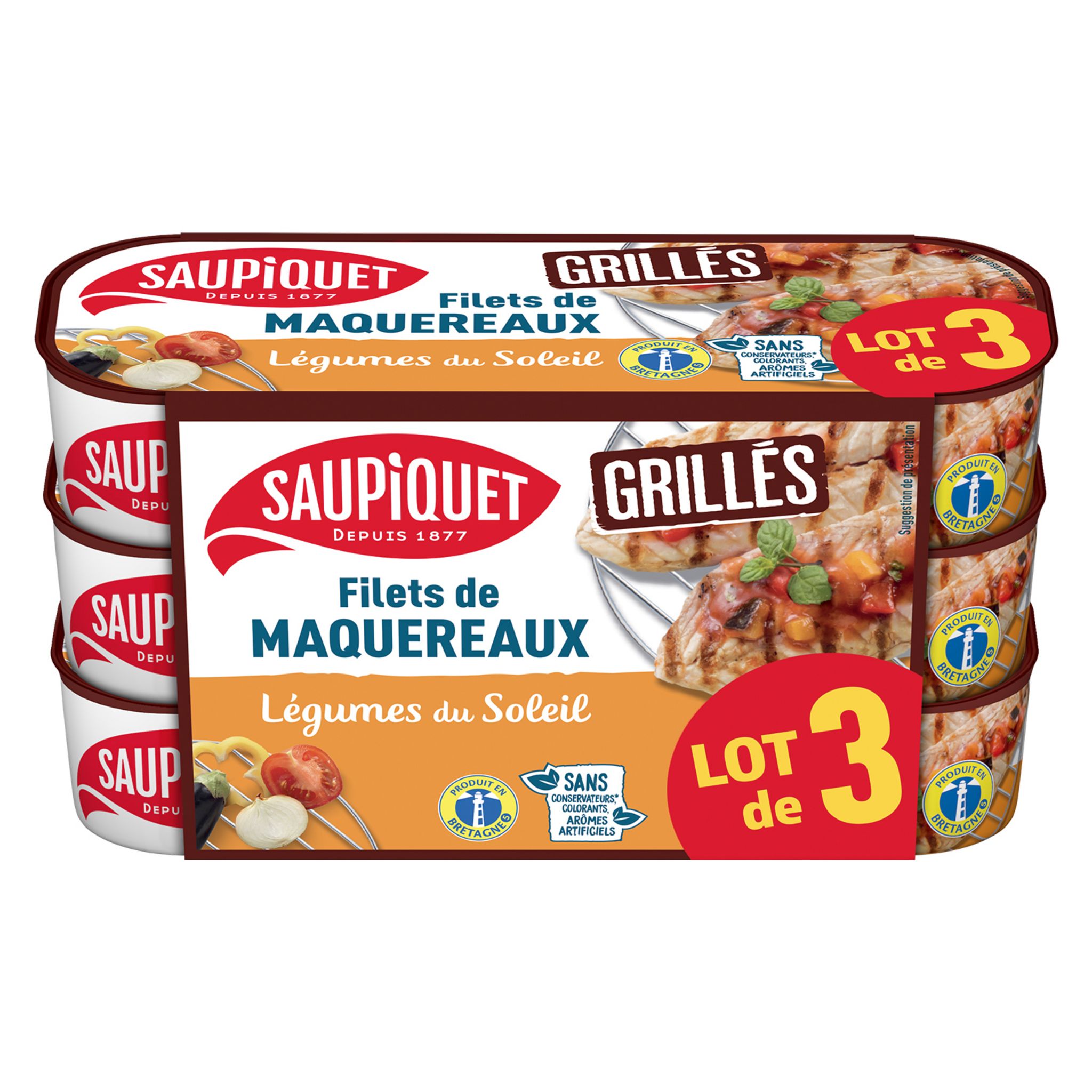SAUPIQUET Filets de maquereaux grillés légumes du soleil 3x120g