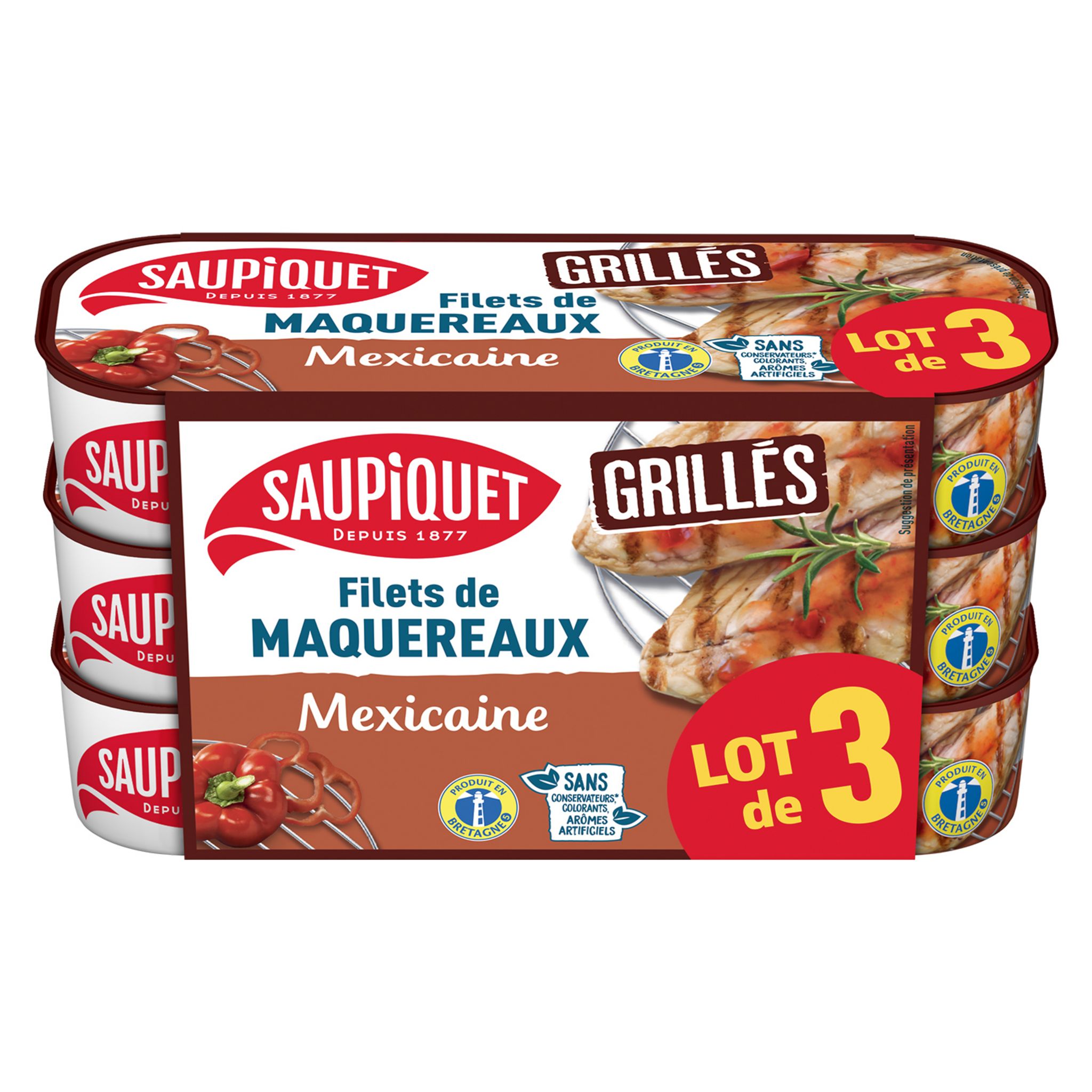 SAUPIQUET Filets de maquereaux grillés à la mexicaine finement épicés 3x130g