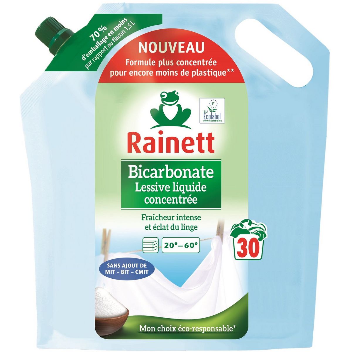 RAINETT Recharge lessive liquide concentrée écologique 30 lavages 1,5l