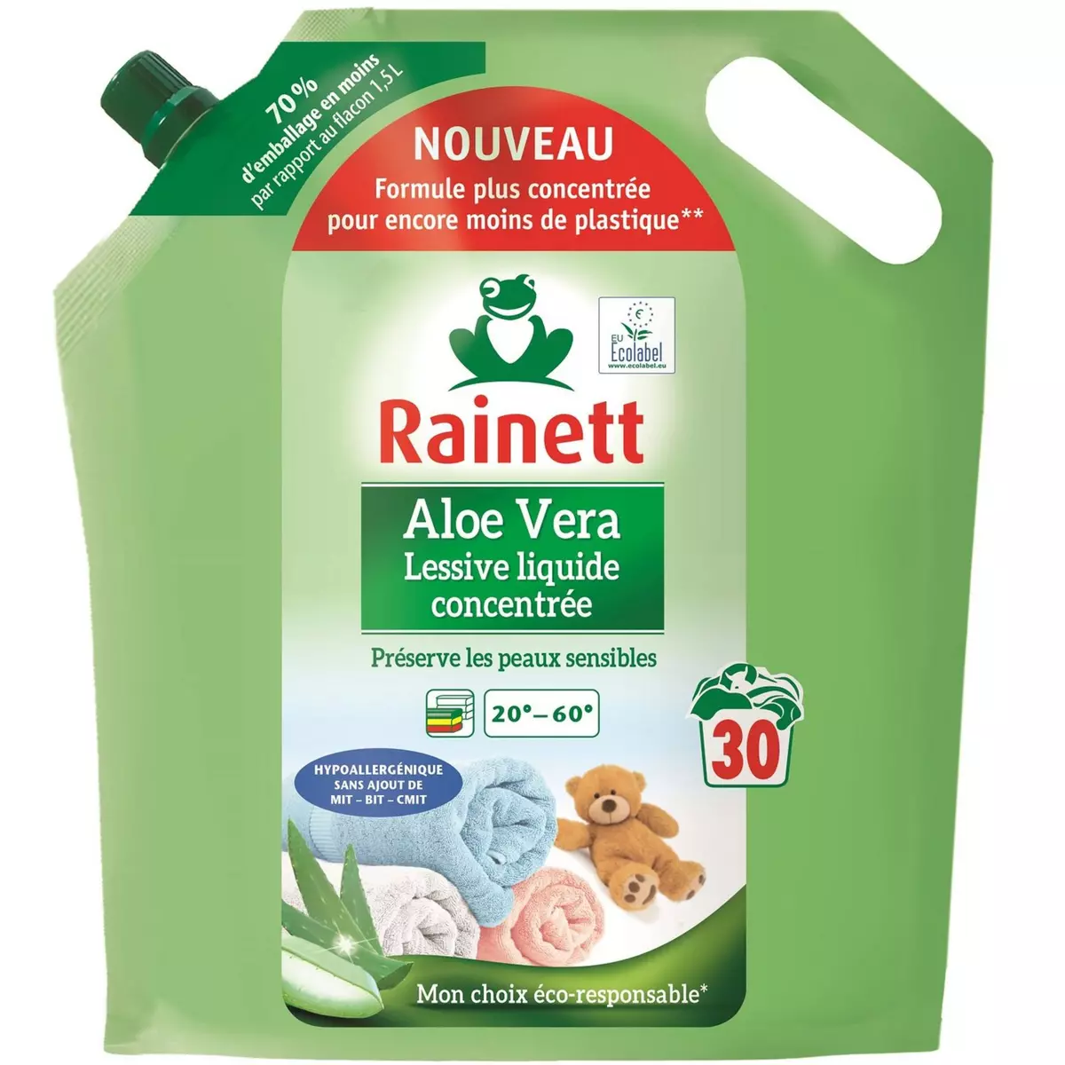RAINETT Lessive liquide hypoallergénique à l'aloe vera 30 lavages 1,5l pas  cher 