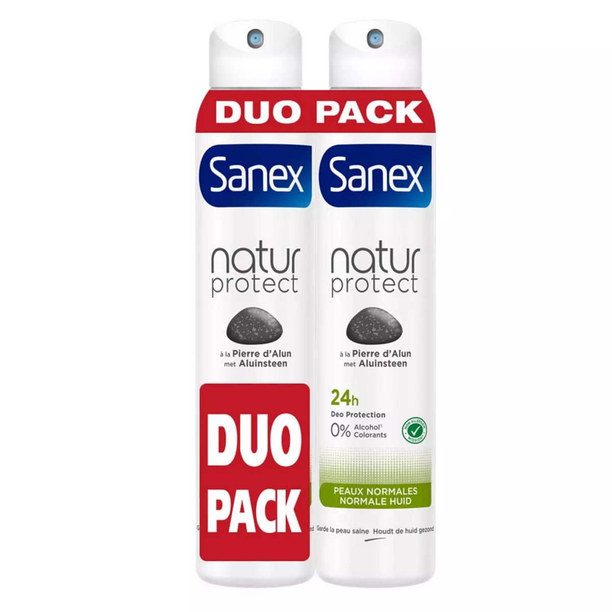 SANEX Déodorant Natur Protect spray pierre d'alun peaux normales 2x200ml