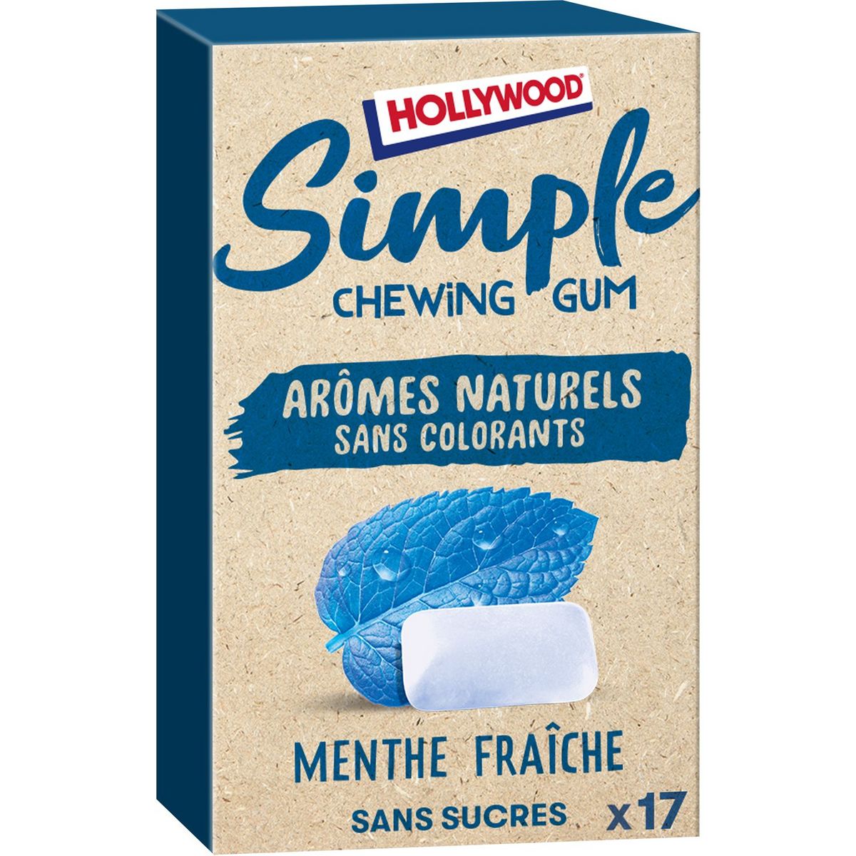 HOLLYWOOD Chewing-gum sans sucres menthe fraîche 17 chewing-gums