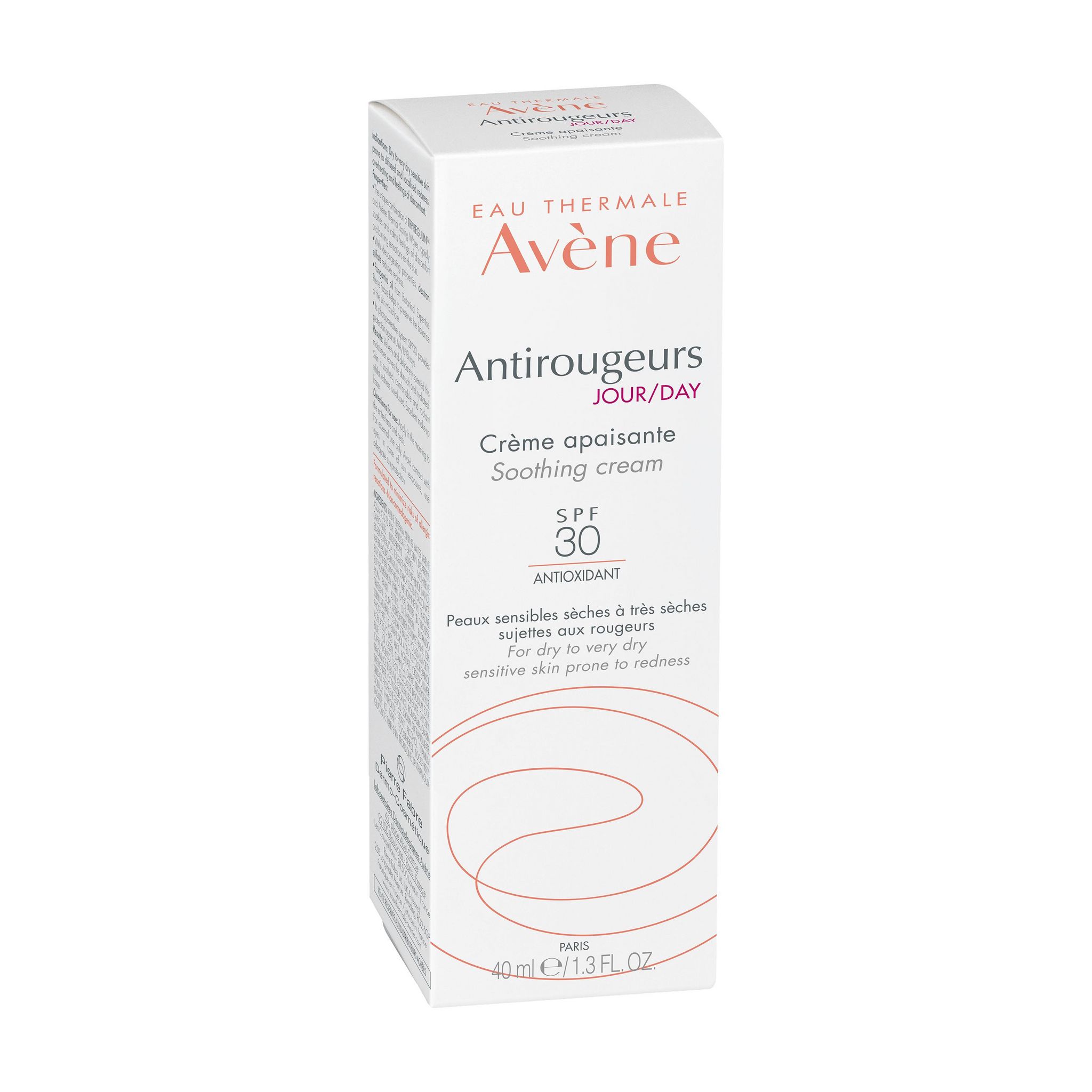 Voir la diapositive 2 : AVÈNE Crème de jour anti rougeurs apaisante SPF30 pour peaux sensibles sèches à très sèches 40ml