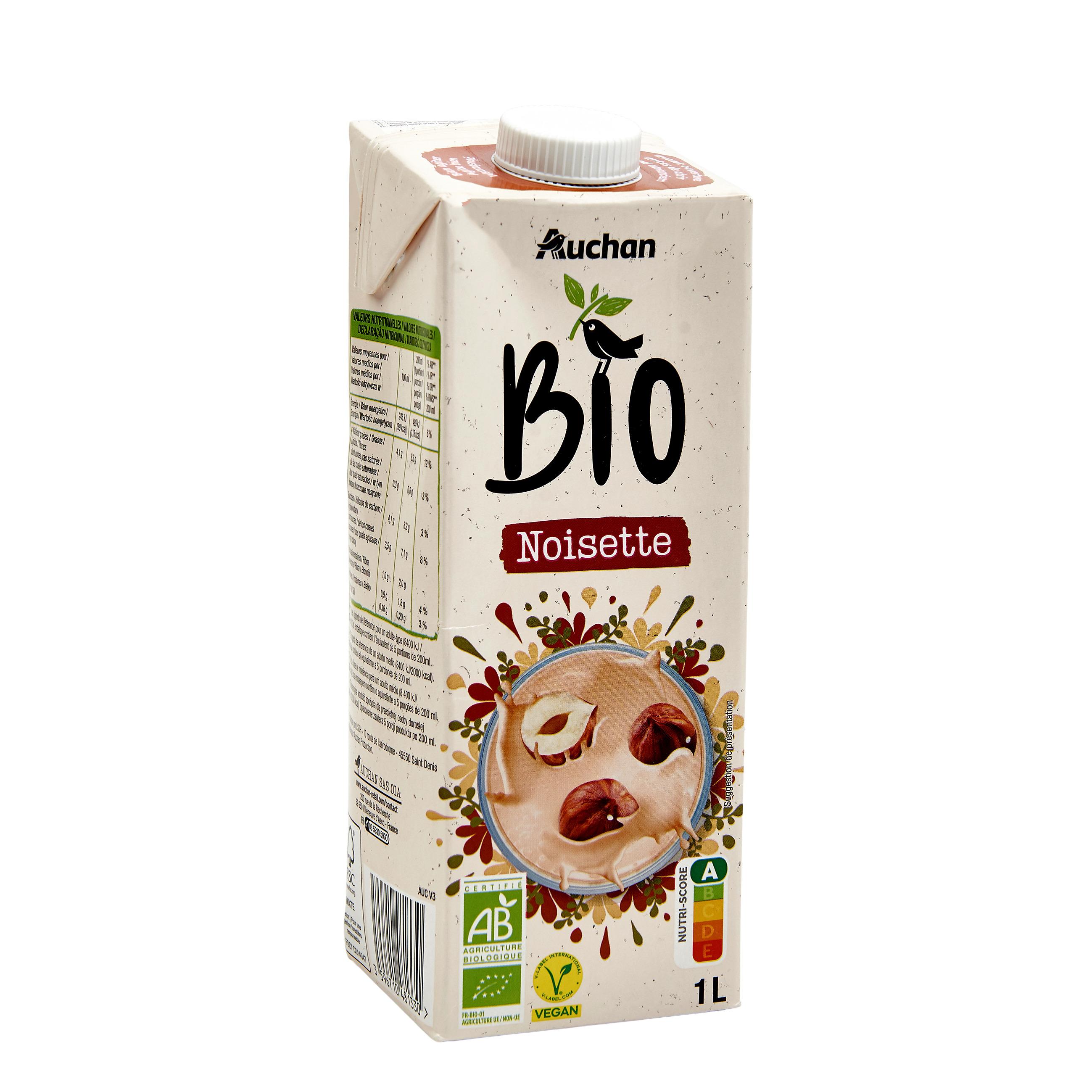 Voir la diapositive 3 : AUCHAN BIO Boisson végétale à base de noisette 1l