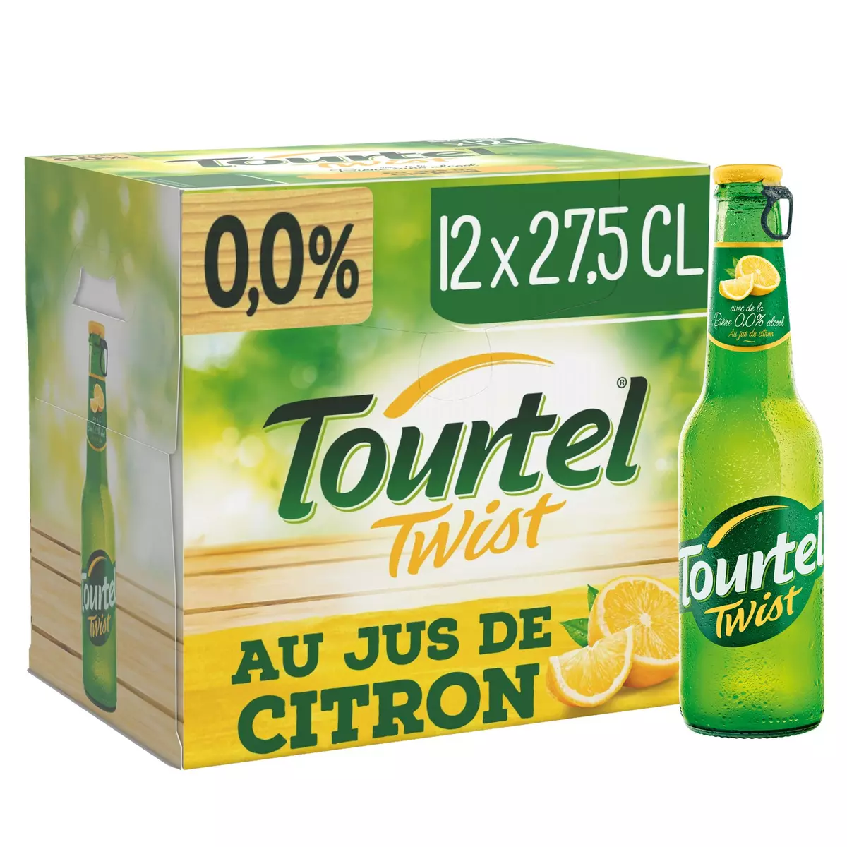TOURTEL Bière Twist sans alcool au jus de citron bouteilles 12x27,5cl