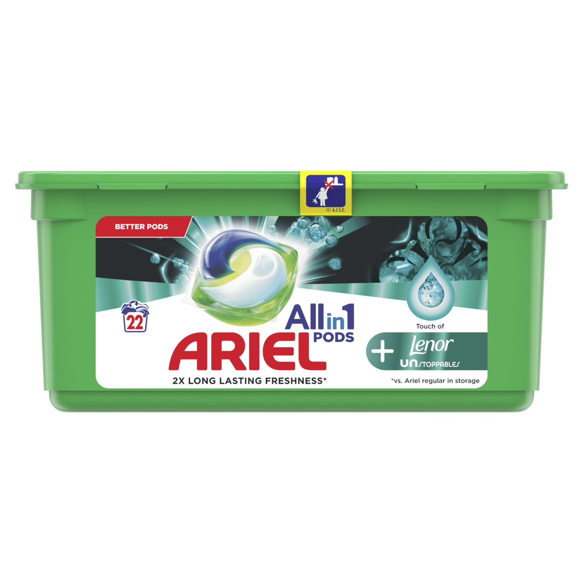 ARIEL Lessive en capsules touche de lenor unstoppables 22 capsules
