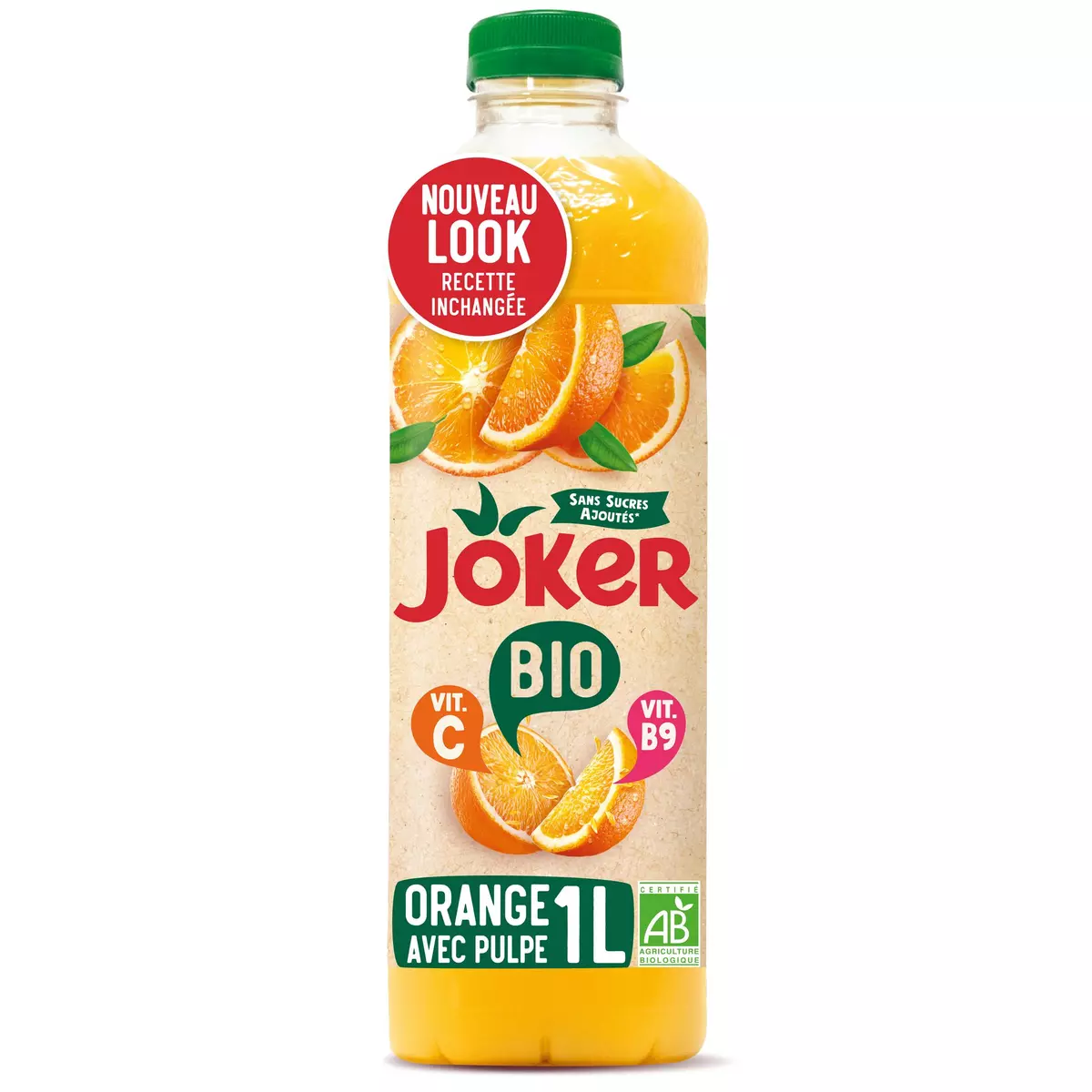 JOKER Jus d'orange Le Bio avec pulpe sans sucres ajoutés 1l