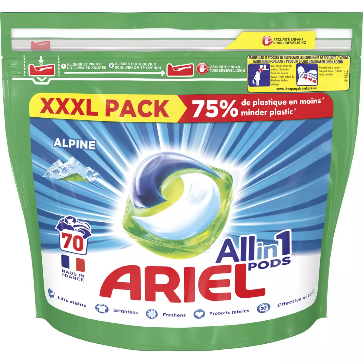 ARIEL Pods capsules de lessive all in 1 alpine 70 capsules
