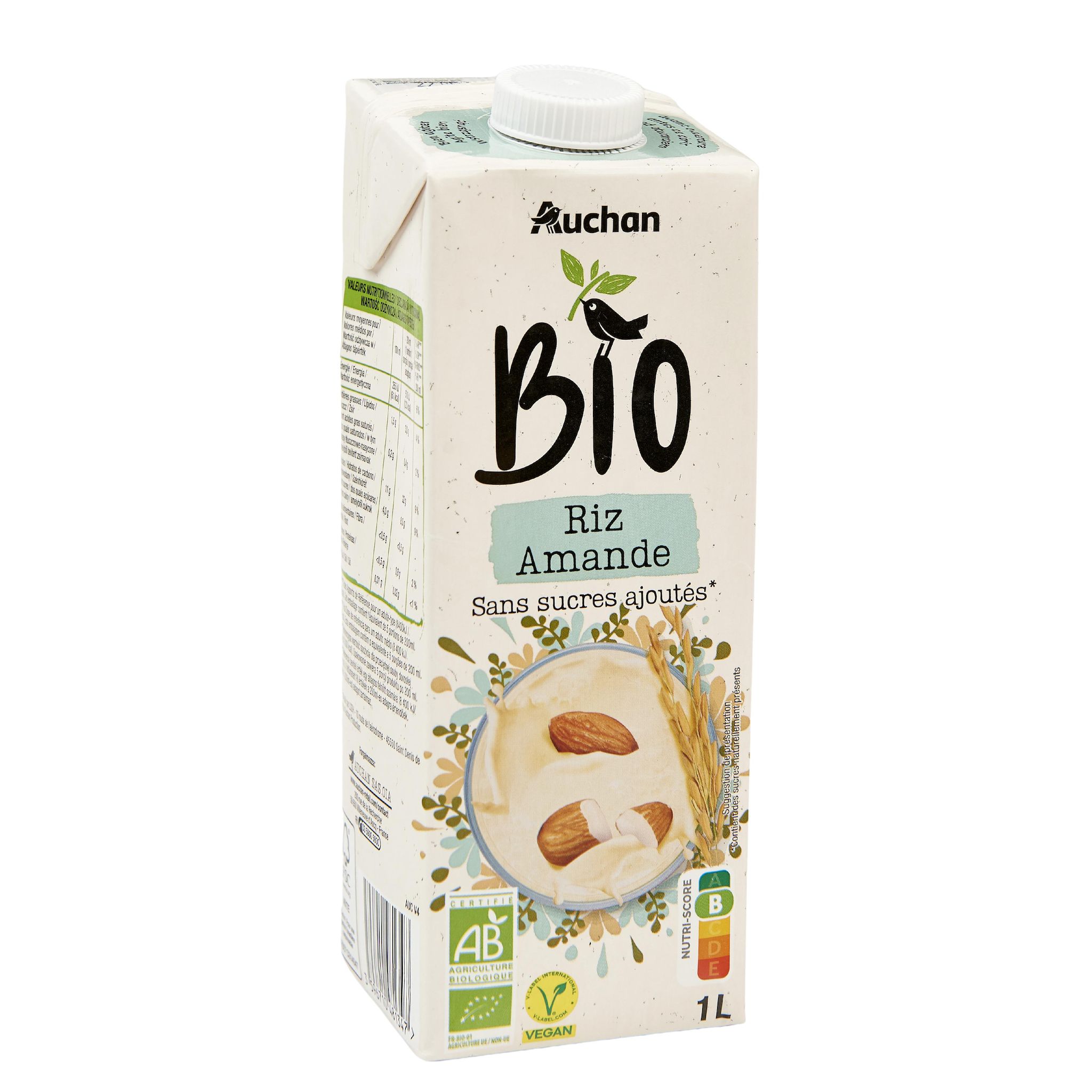 Voir la diapositive 3 : AUCHAN BIO Boisson riz amande 1l