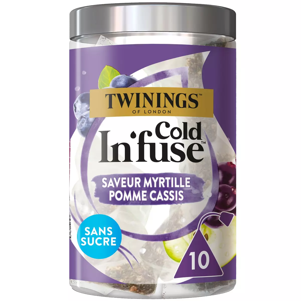 TWININGS Cold In'fuse infusion froide saveur myrtille pomme cassis 10 sachets 250g