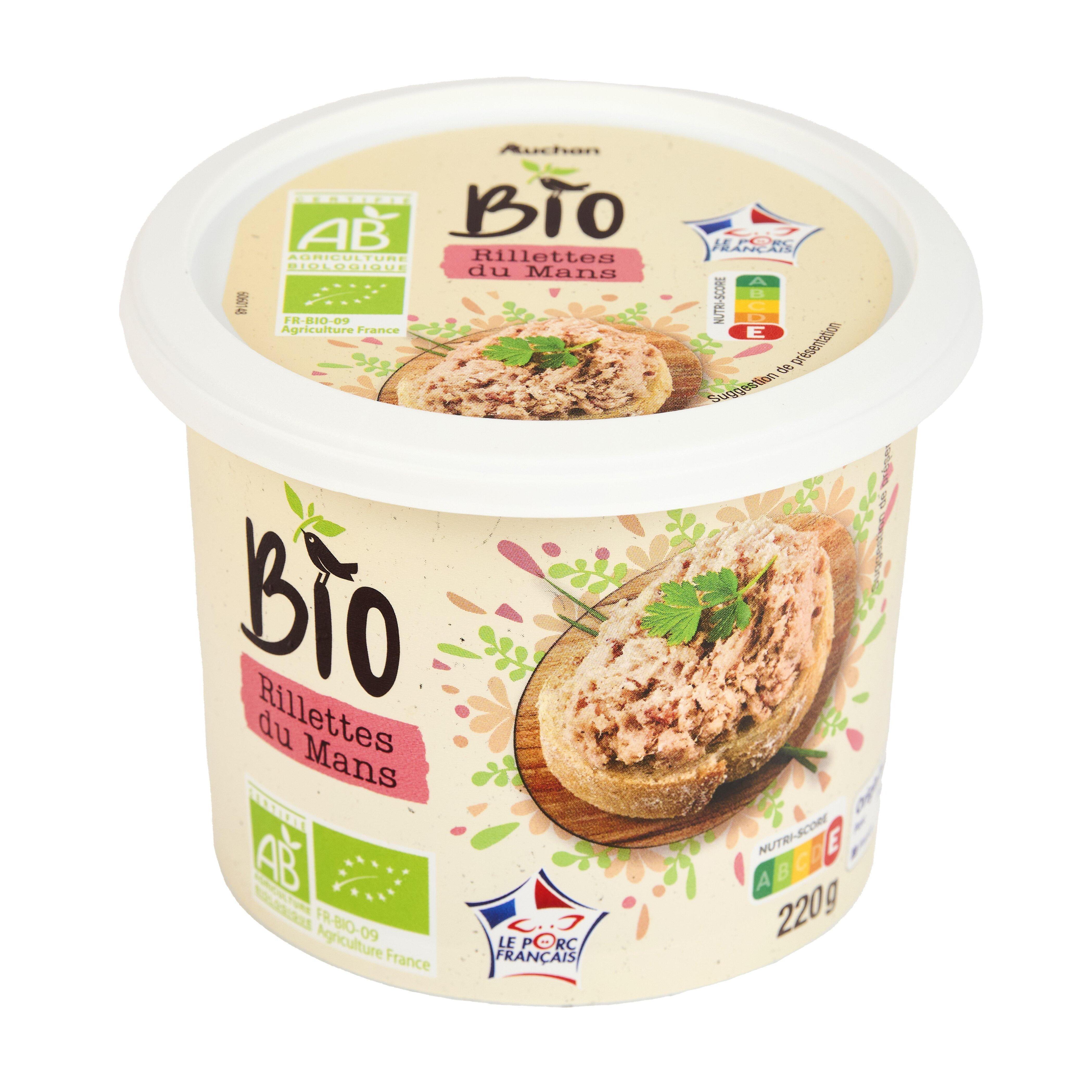 Voir la diapositive 2 : AUCHAN BIO Rillettes du Mans 220g