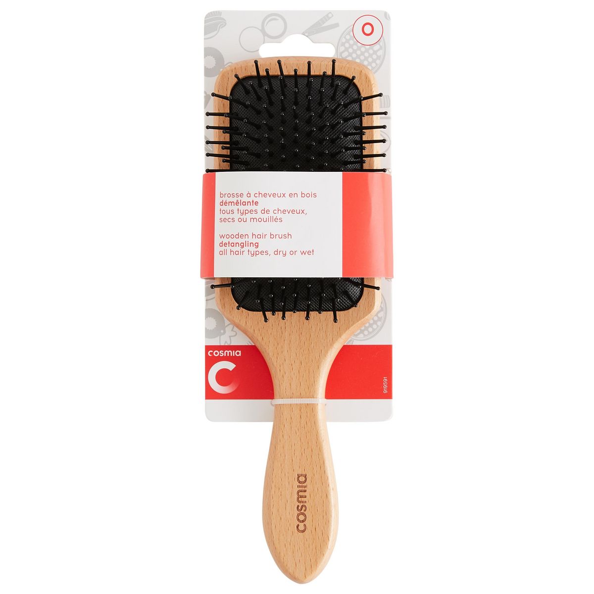 COSMIA Brosse à cheveux bois tous types de cheveux 1 brosse
