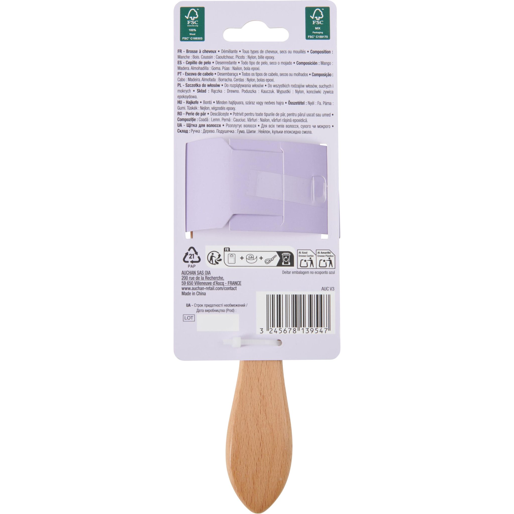 Voir la diapositive 6 : COSMIA Brosse à cheveux bois tous types de cheveux 1 brosse