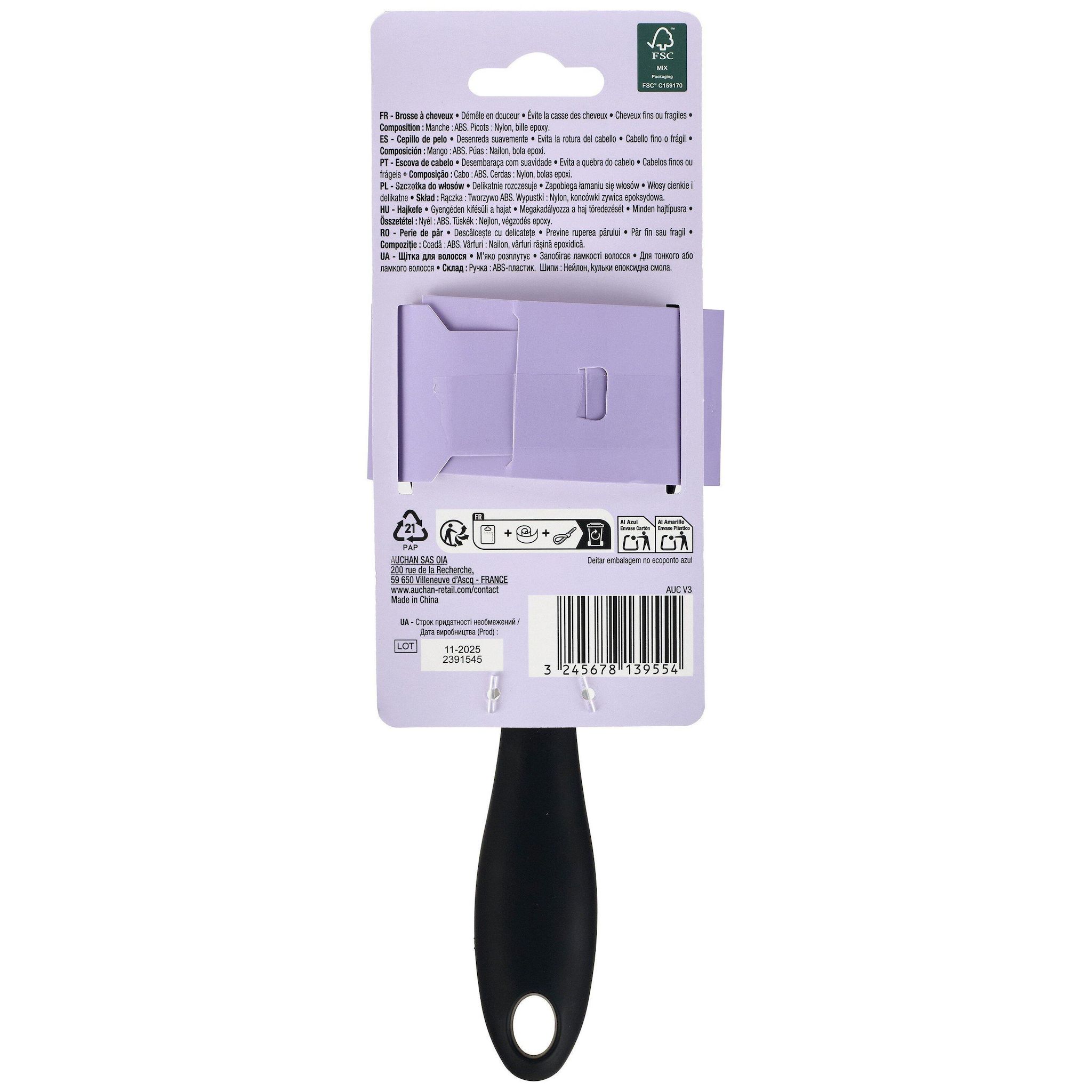 Voir la diapositive 3 : COSMIA Brosse à cheveux ultra flexible cheveux mouillés 1 brosse