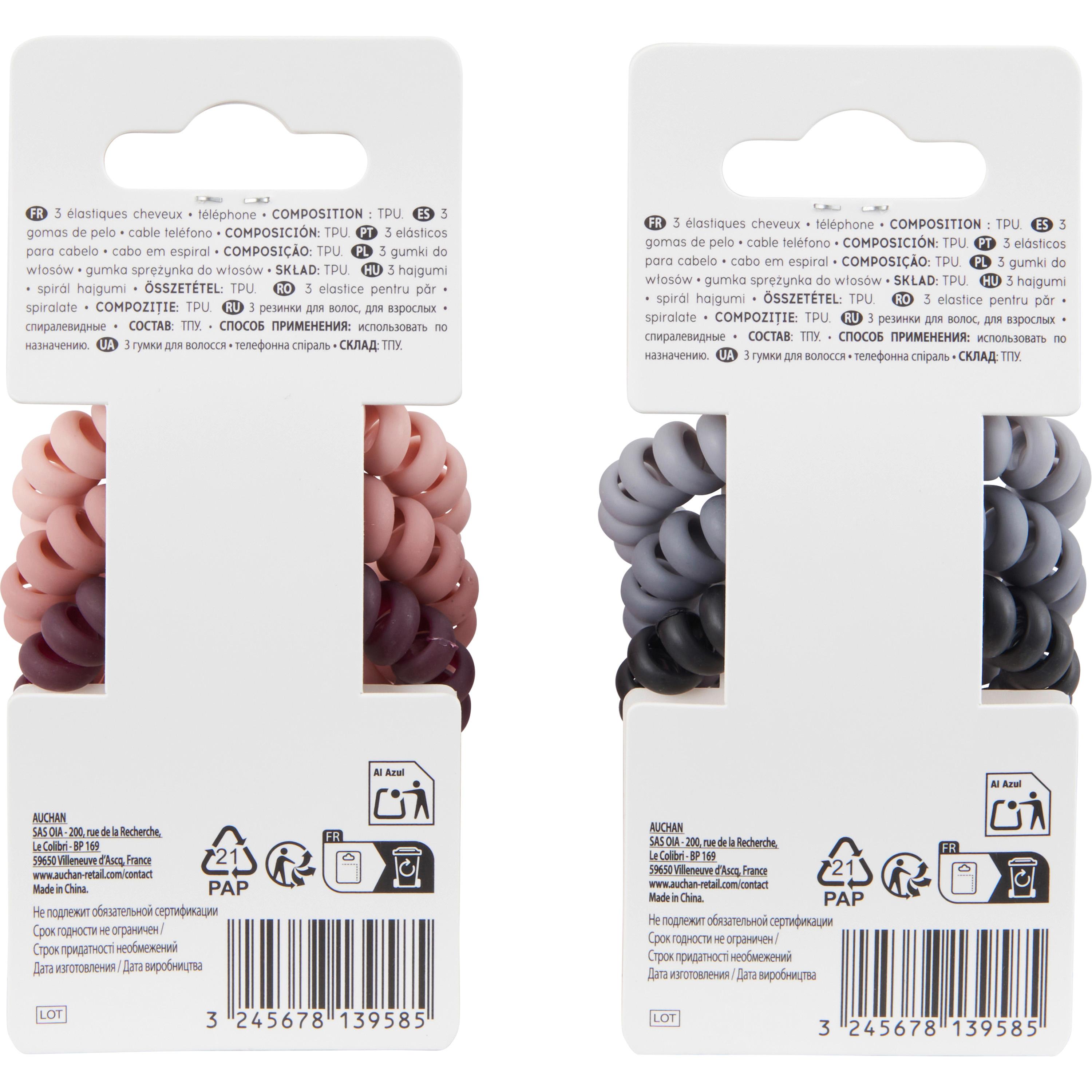 Voir la diapositive 3 : COSMIA Elastiques cheveux téléphone 3 pièces