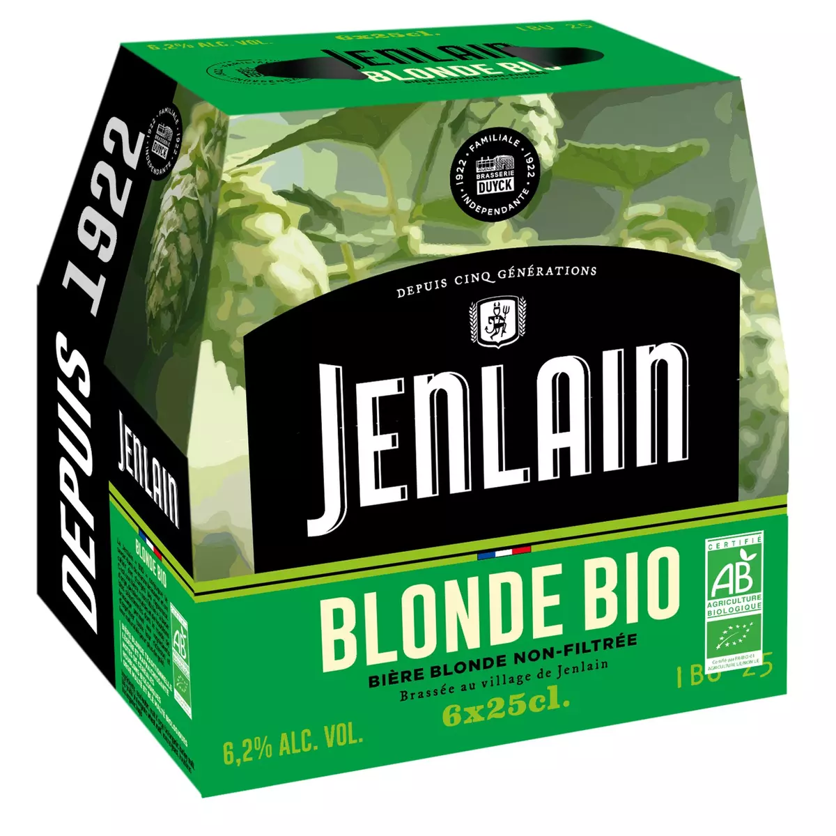 JENLAIN Bière blonde bio non filtrée bouteilles 6x25cl