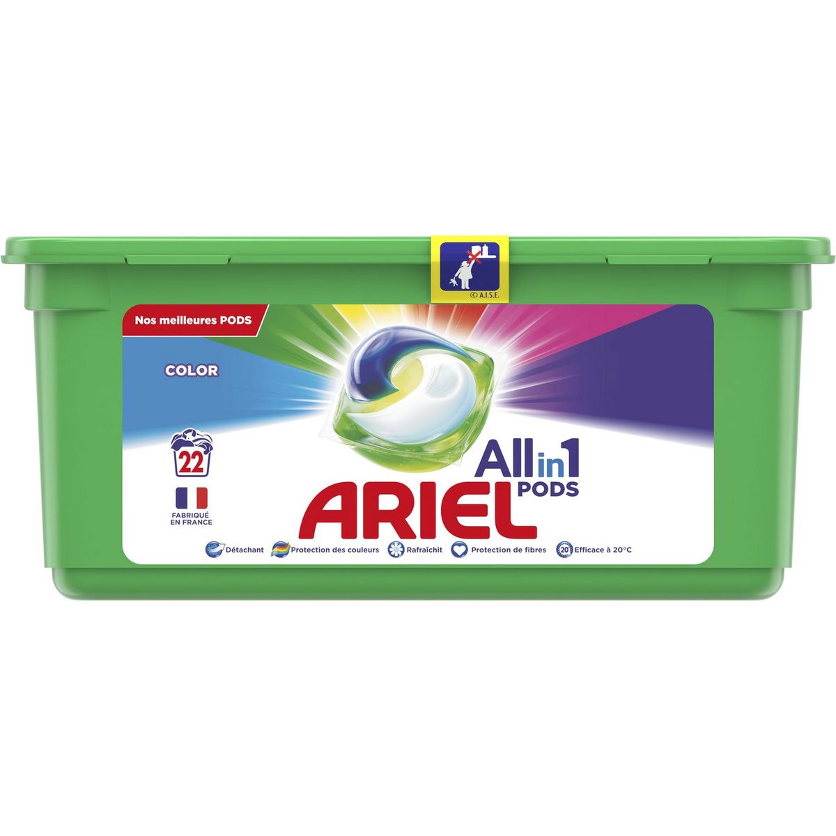 ARIEL Pods lessive capsules tout en 1 couleurs 22 capsules