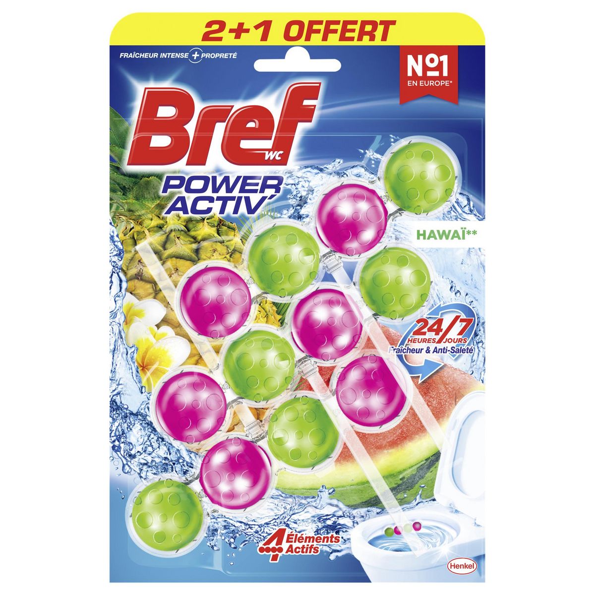 BREF WC Bloc WC Exotic Hawaï parfum intense et effet désodorisant 3x50g