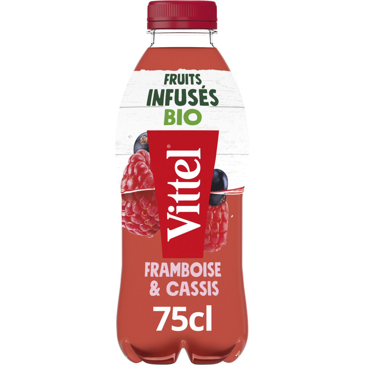 VITTEL Eau infusée bio à la framboise et au cassis 75cl