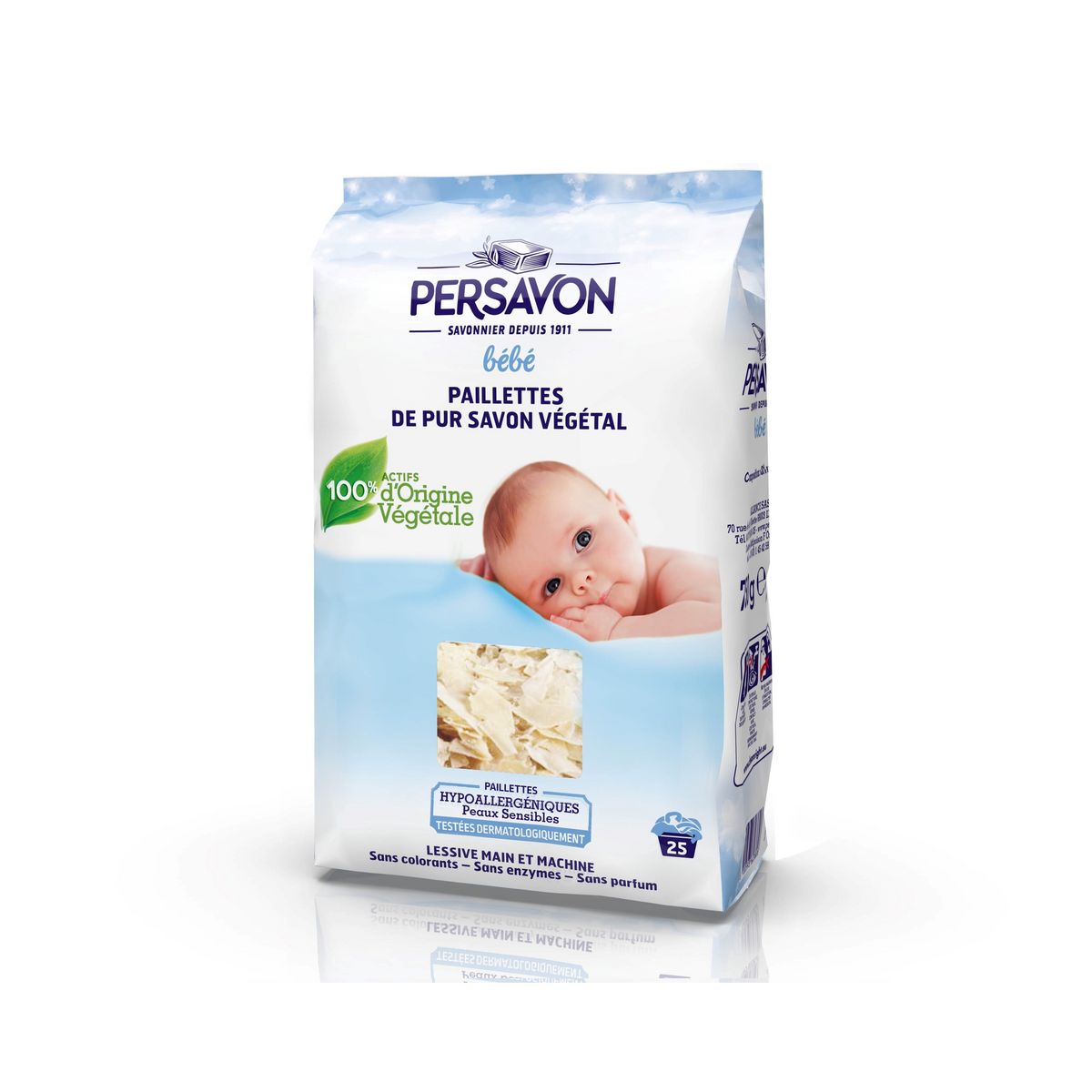 PERSAVON Lessive en paillettes pur savon végétal spécial bébé 20 lavages 750g