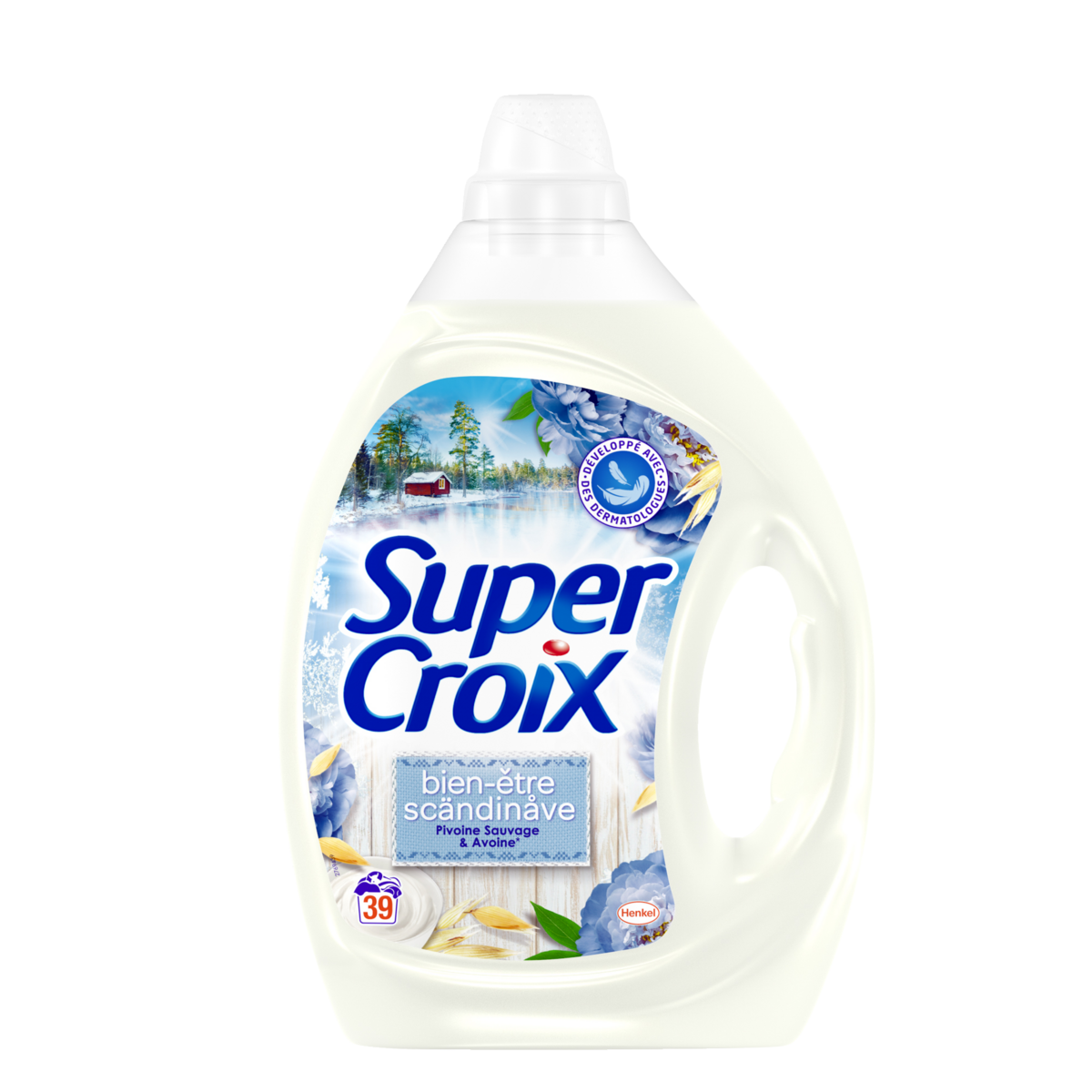 SUPER CROIX Lessive liquide pivoine sauvage & avoine 39 lavages 1,95l