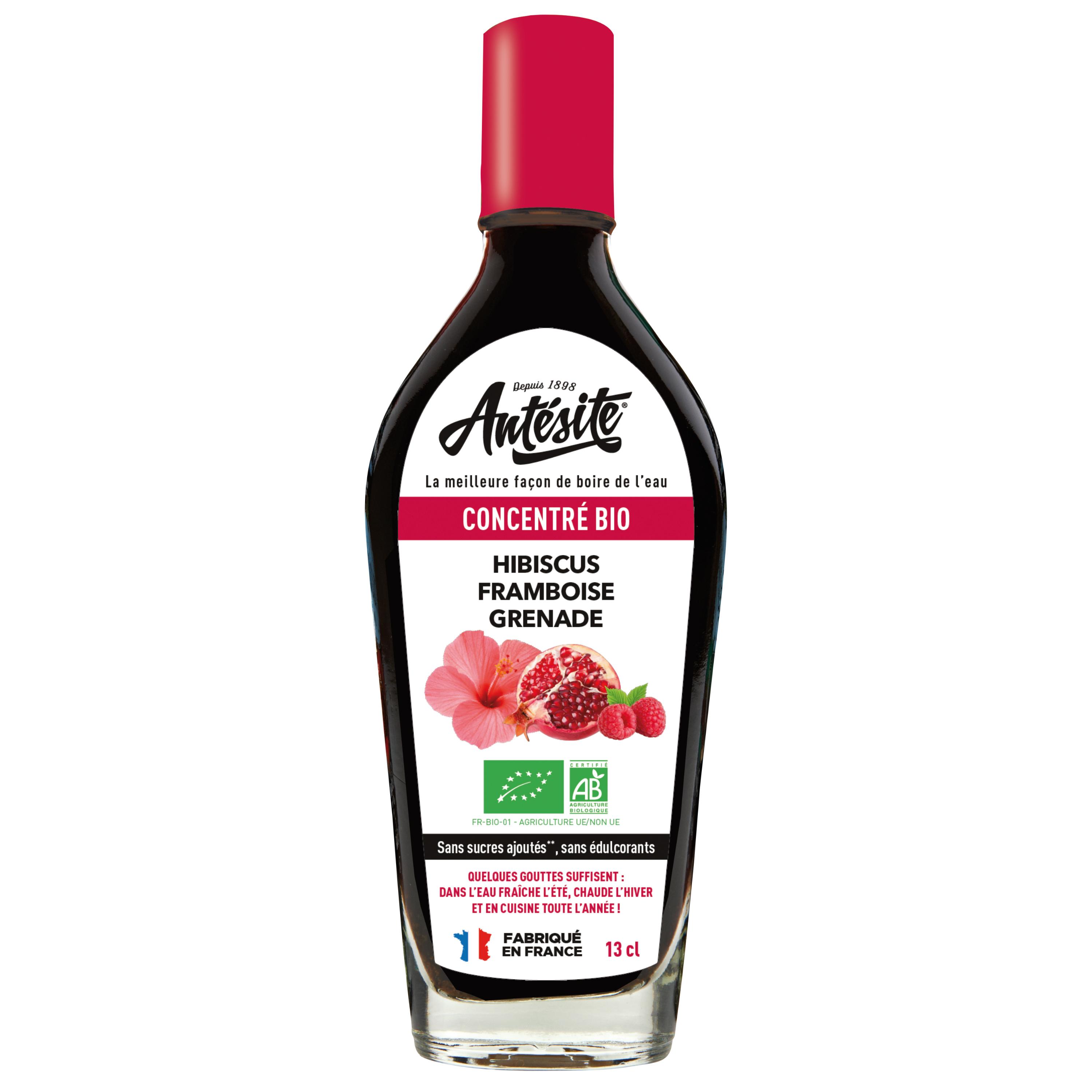 Voir la diapositive 2 : ANTESITE Concentré à diluer hibiscus framboise grenade bio 13cl