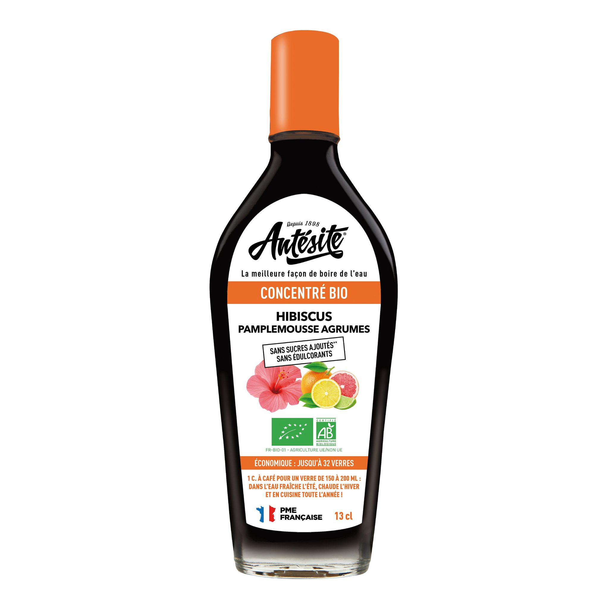 ANTESITE Sirop concentré hibiscus pamplemousse et agrumes bio 13cl