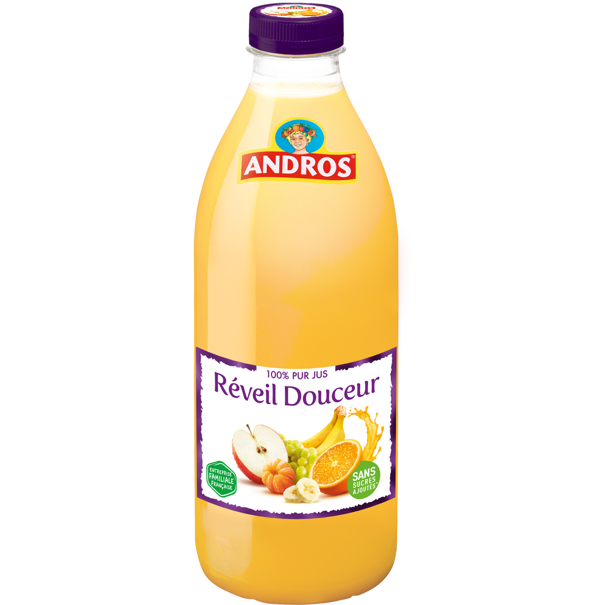 ANDROS Réveil douceur 100% pur jus de fruits sans sucres ajoutés  75cl