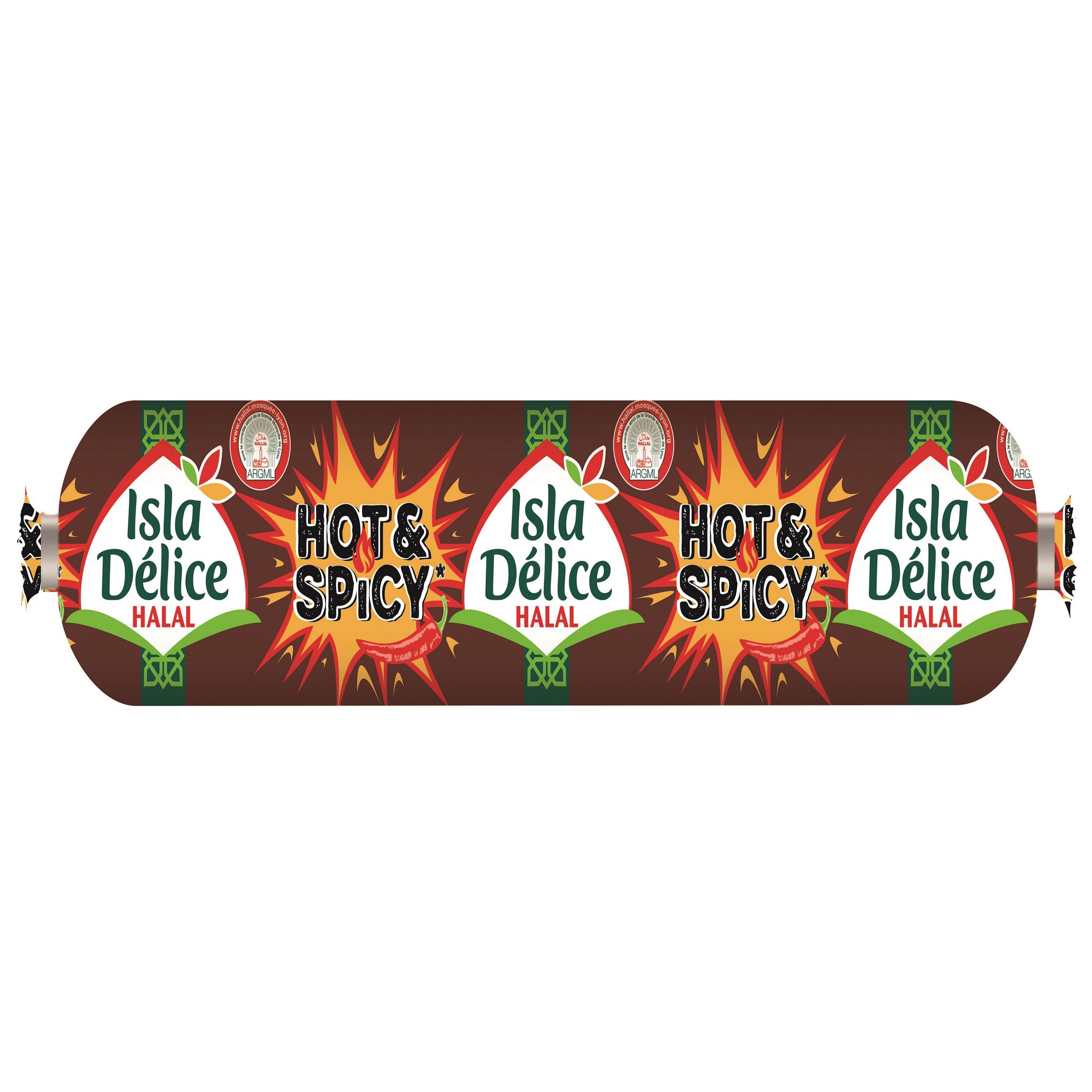 ISLA DELICE Saucisson cachir de volaille hot & spicy halal 500g