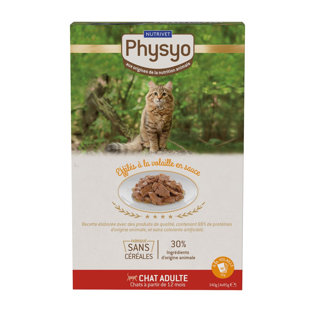 PHYSYO Sachets fraîcheur sans céréales effilés de poisson en gelée chats adultes 4x85g