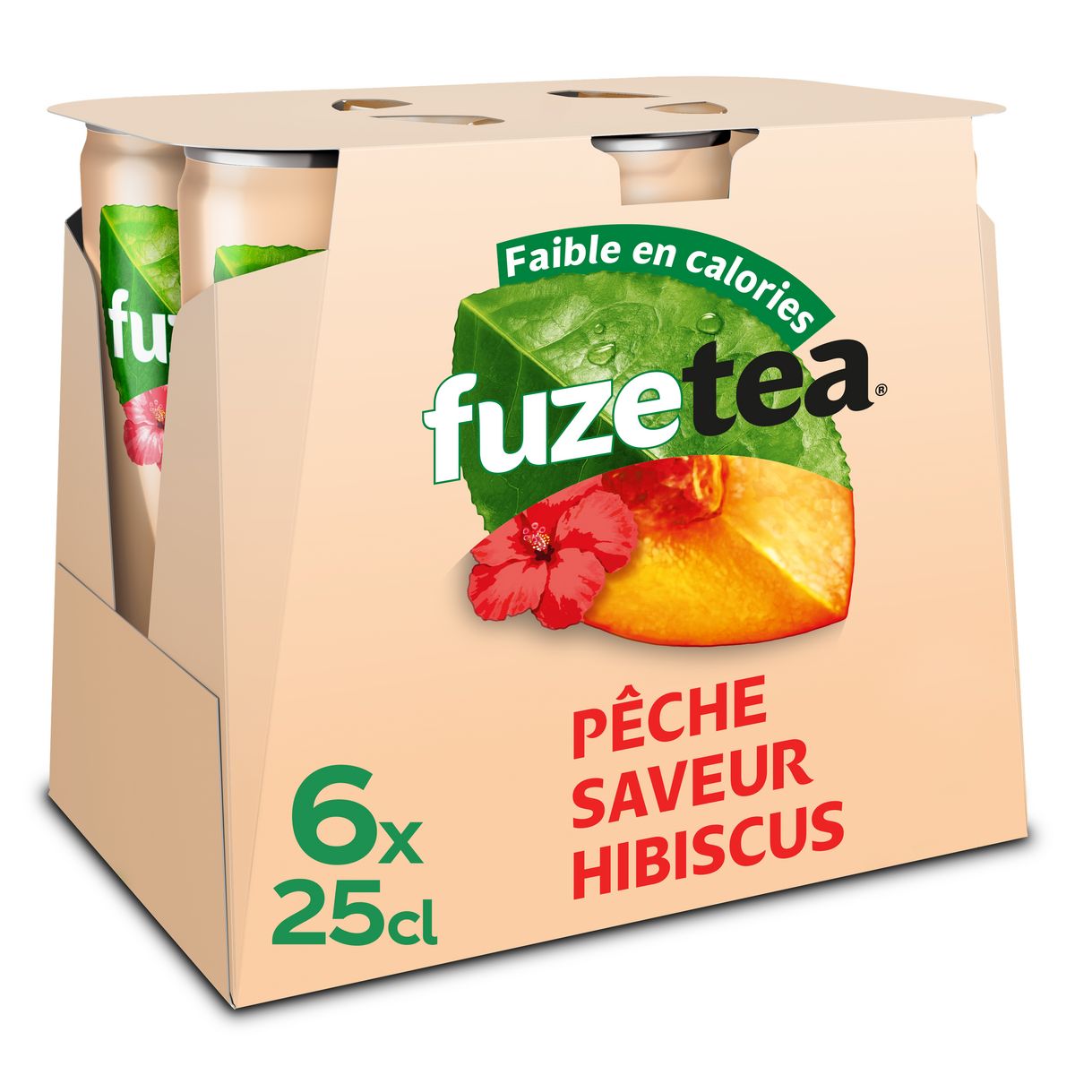 FUZE TEA Thé noir glacé pêche saveur hibiscus boîtes 6x25cl