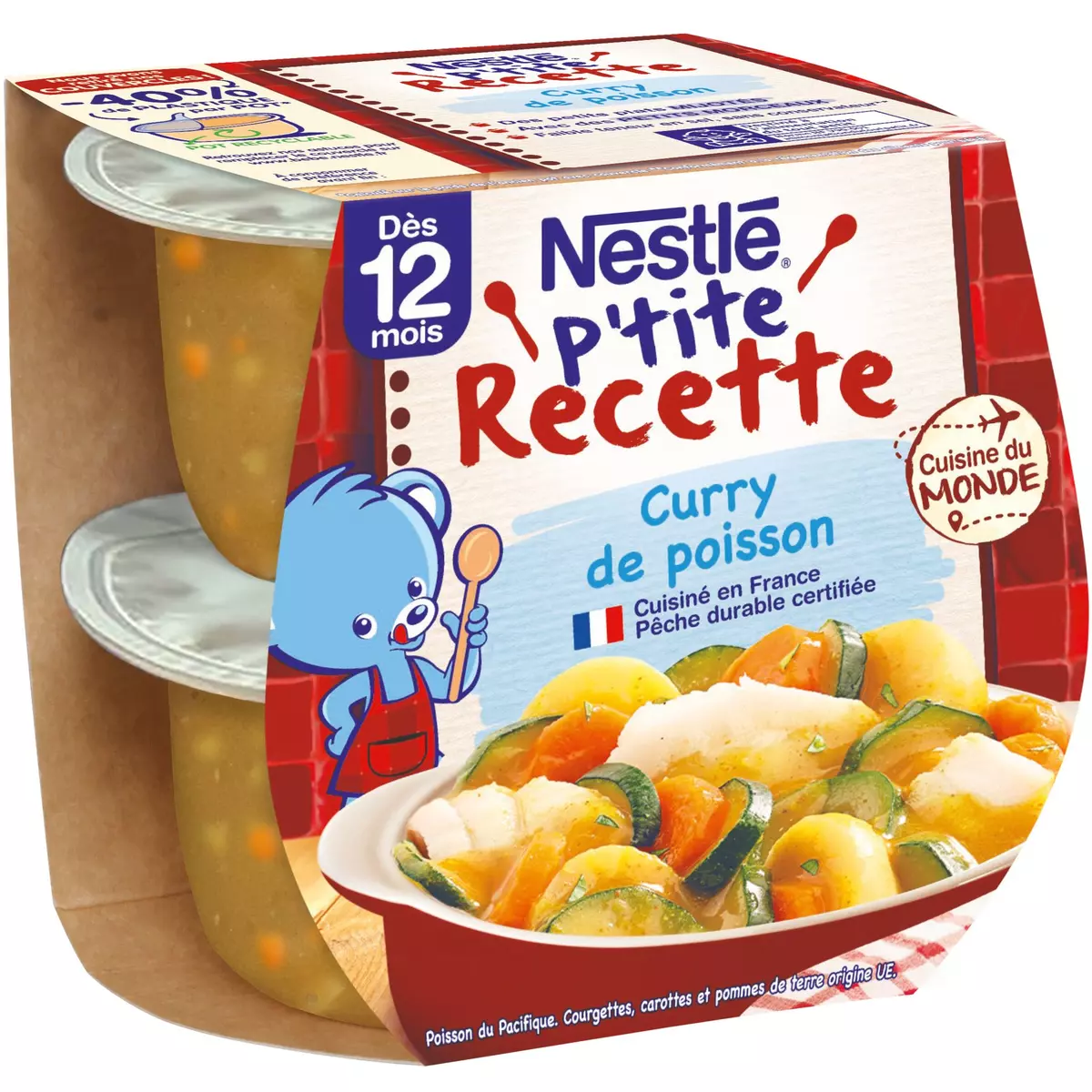 NESTLE P'tite Recette bol curry de poisson dès 12 mois 2x200g