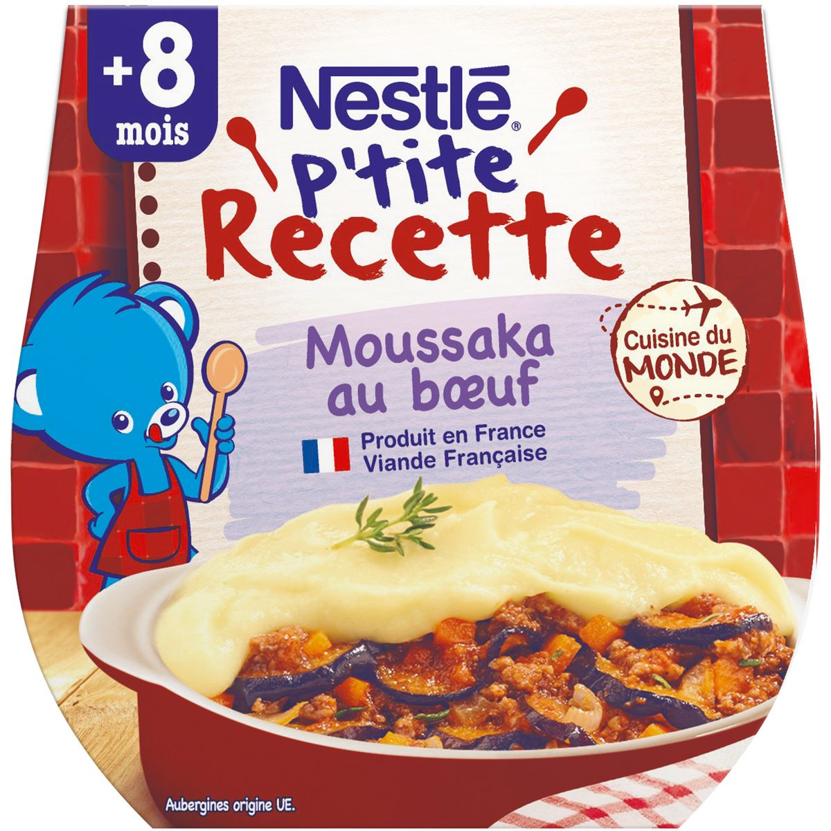 NESTLE P'tite Recette bol moussaka au boeuf dès 8 mois 2x200g