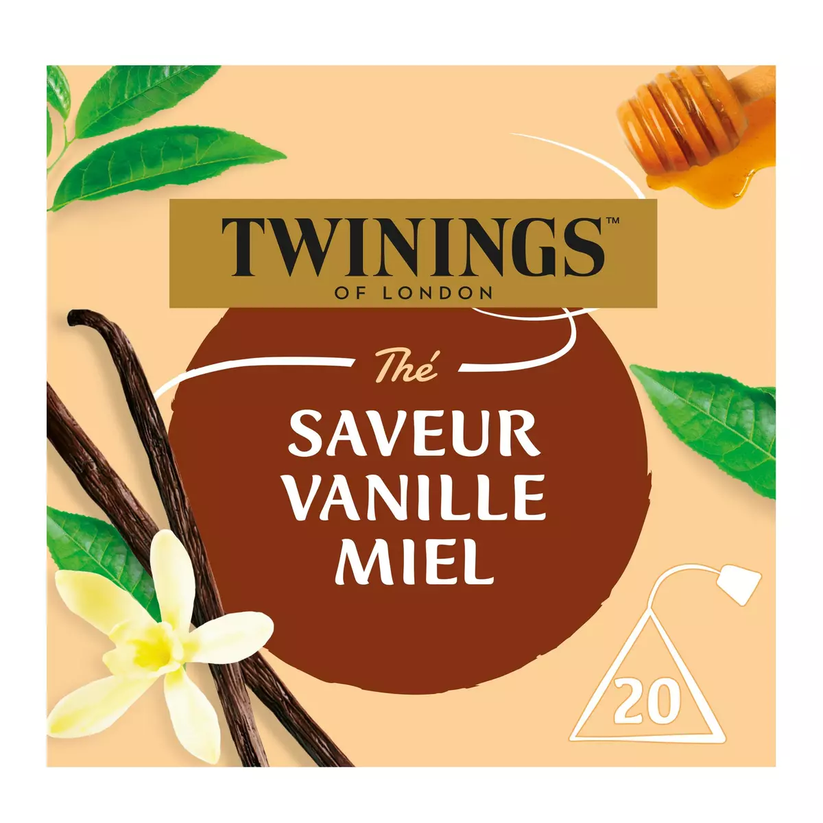 TWININGS Thé saveur vanille miel sachet pyramide 20 sachets  30g