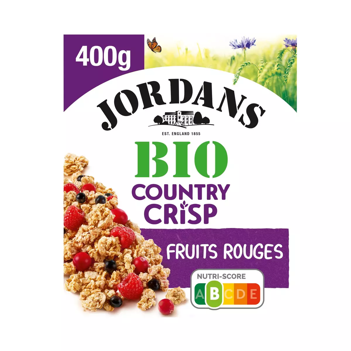 JORDAN'S Céréales bio flocons d'avoine complète  framboise cassis cranberries 400g