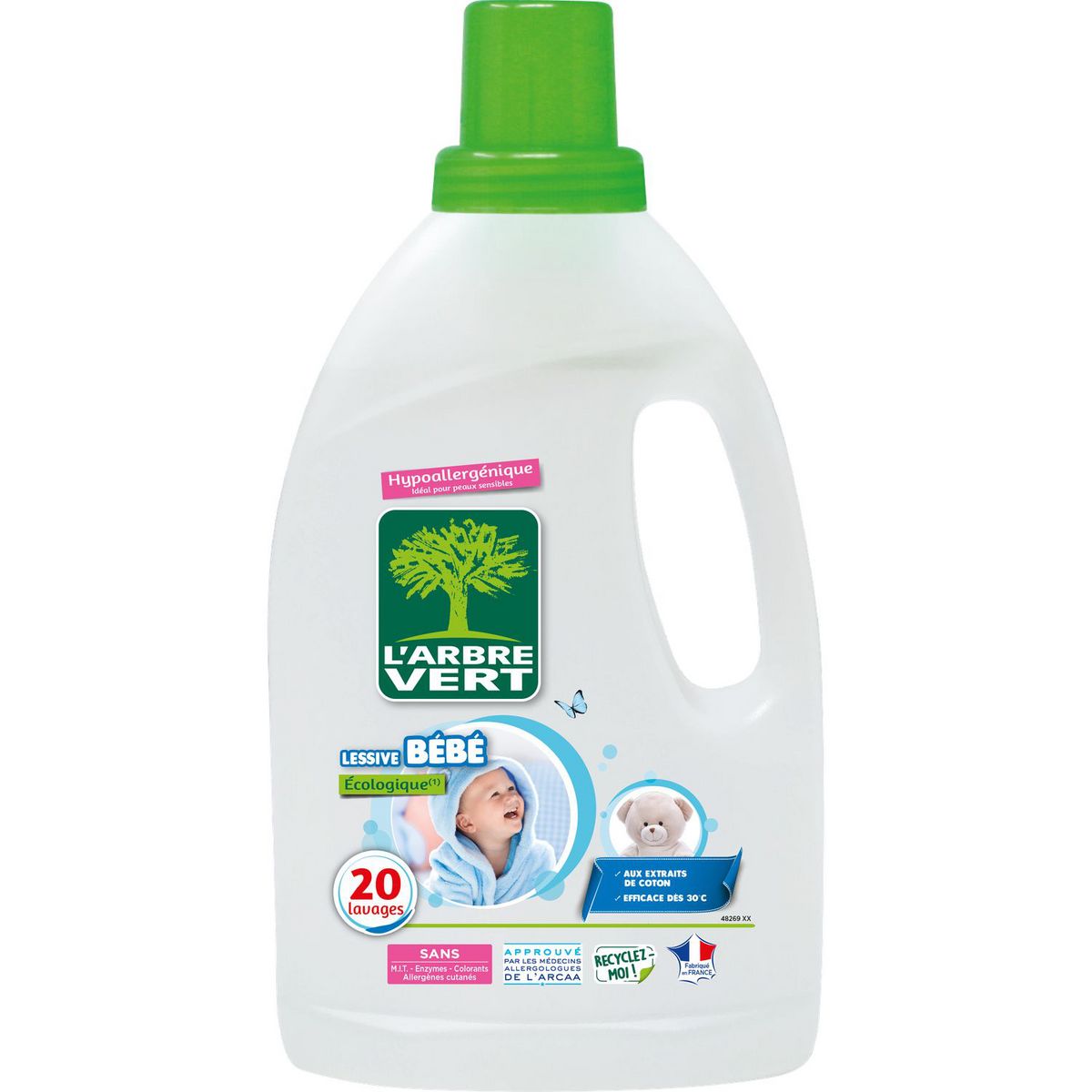 L'ARBRE VERT Lessive liquide bébé hypoallergénique 20 lavages 1,2l
