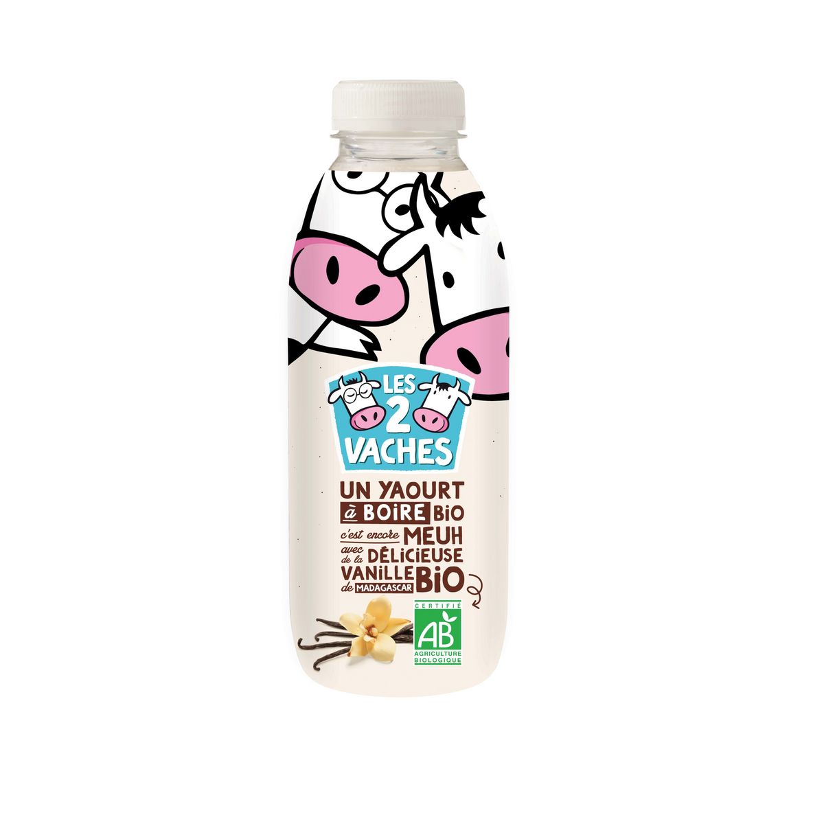LES 2 VACHES Yaourt à boire bio à la vanille de Madagascar 500ml