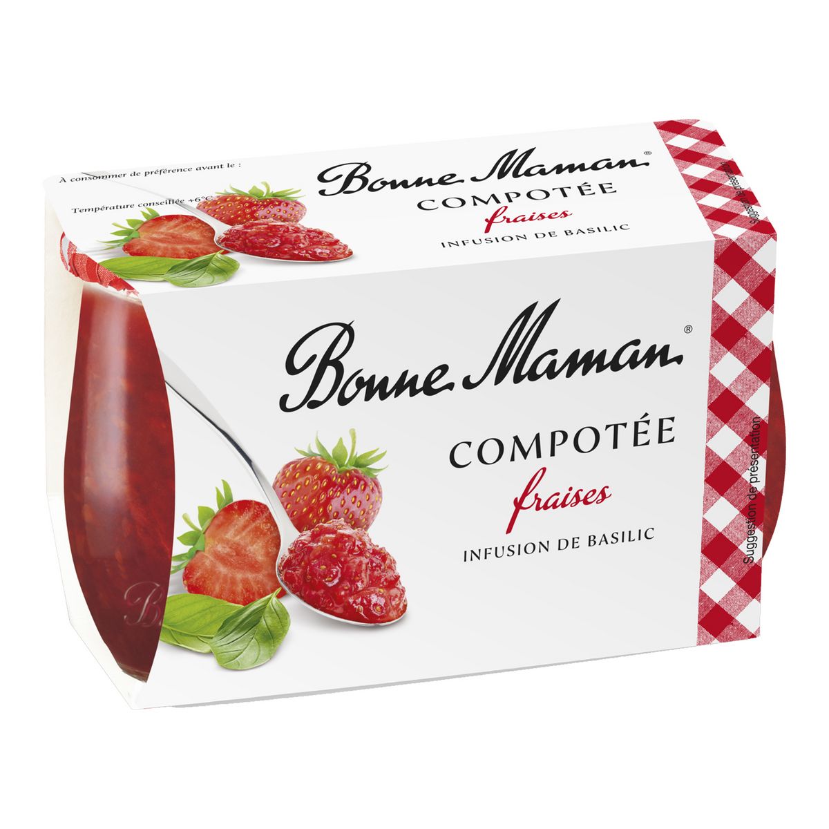 BONNE MAMAN Compotée de fraises infusion de basilic 2x130g